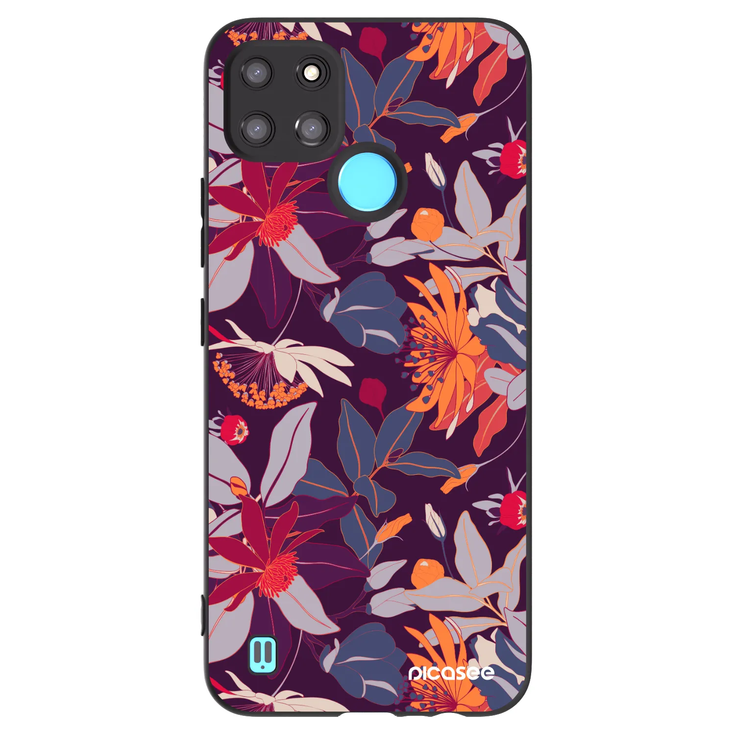 Picasee Realme C21Y Hülle - Schwarzes Silikon - Purple Leaf