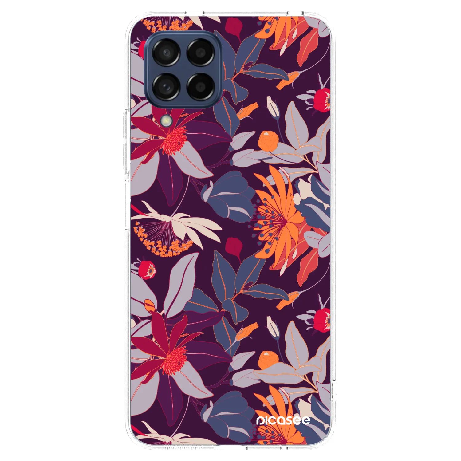 Picasee Samsung Galaxy M53 5G Hülle - Transparentes Silikon - Purple Leaf