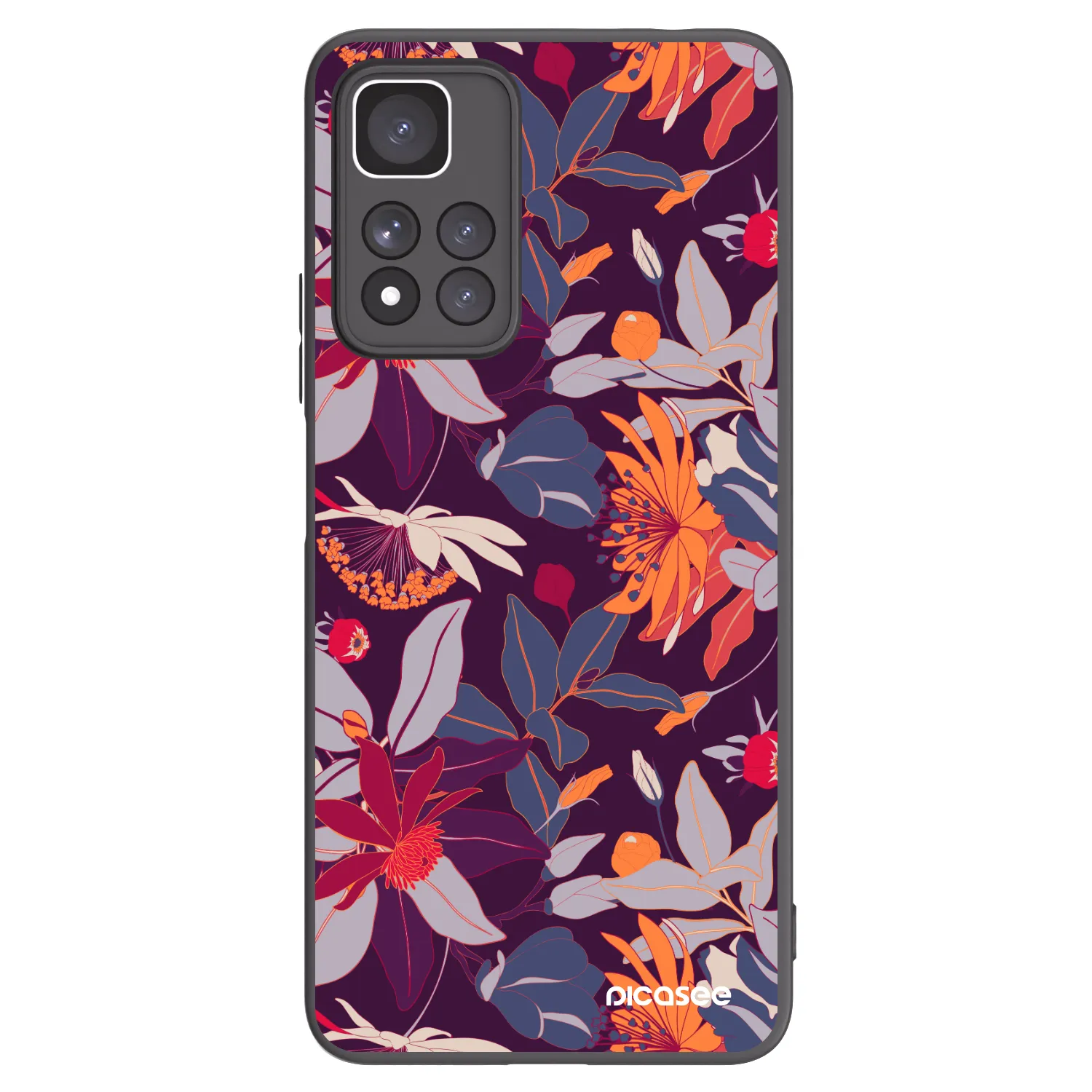 Picasee Xiaomi Redmi Note 11 Pro+ 5G Hülle - Schwarzes Silikon - Purple Leaf
