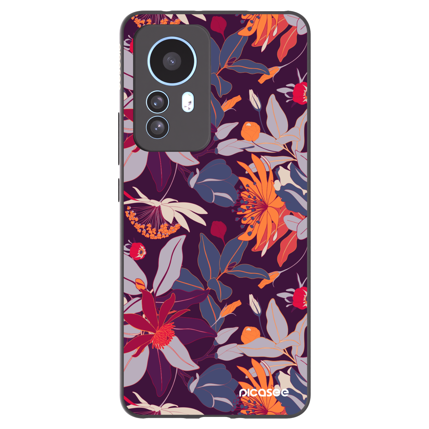 Picasee Xiaomi 12T Pro Hülle - Schwarzes Silikon - Purple Leaf