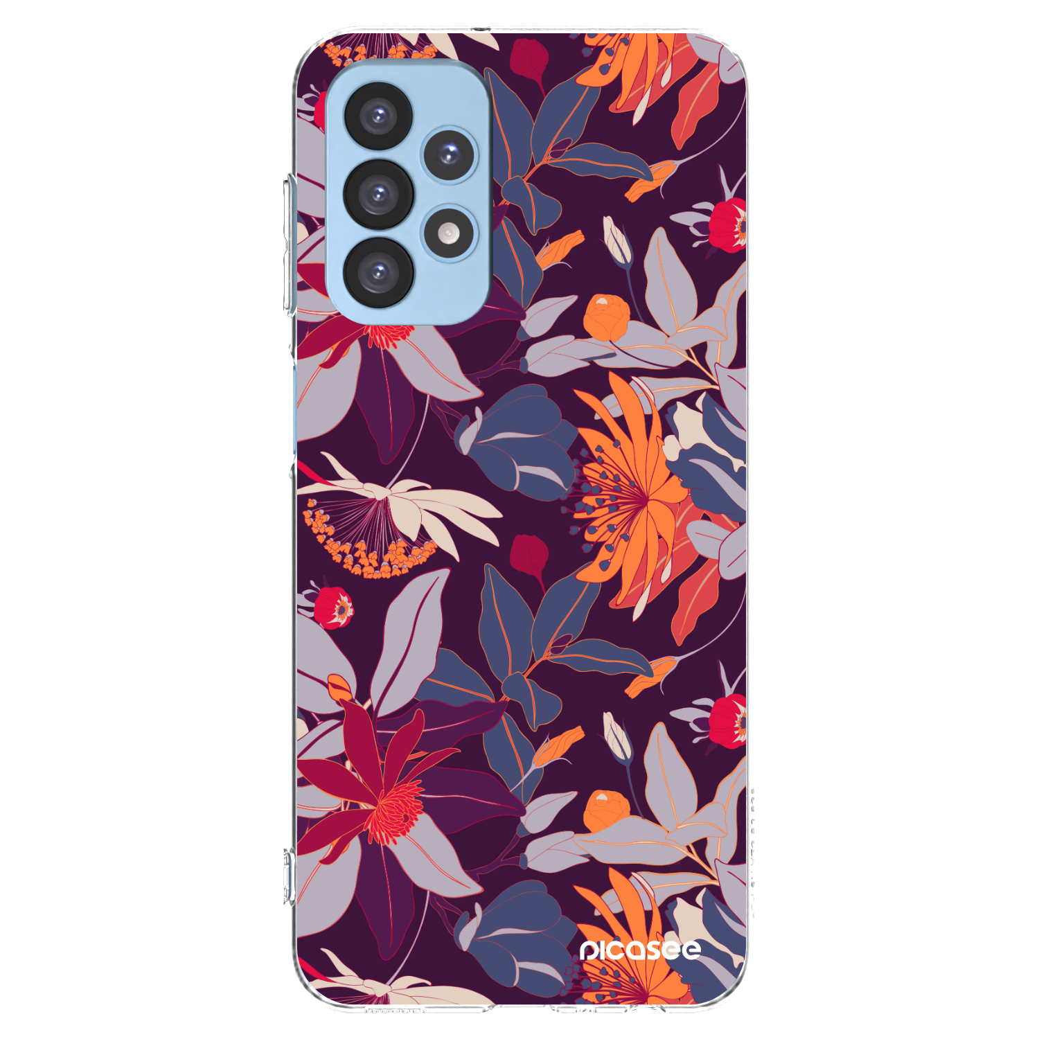 Picasee Samsung Galaxy A23 A235F 4G Hülle - Transparentes Silikon - Purple Leaf