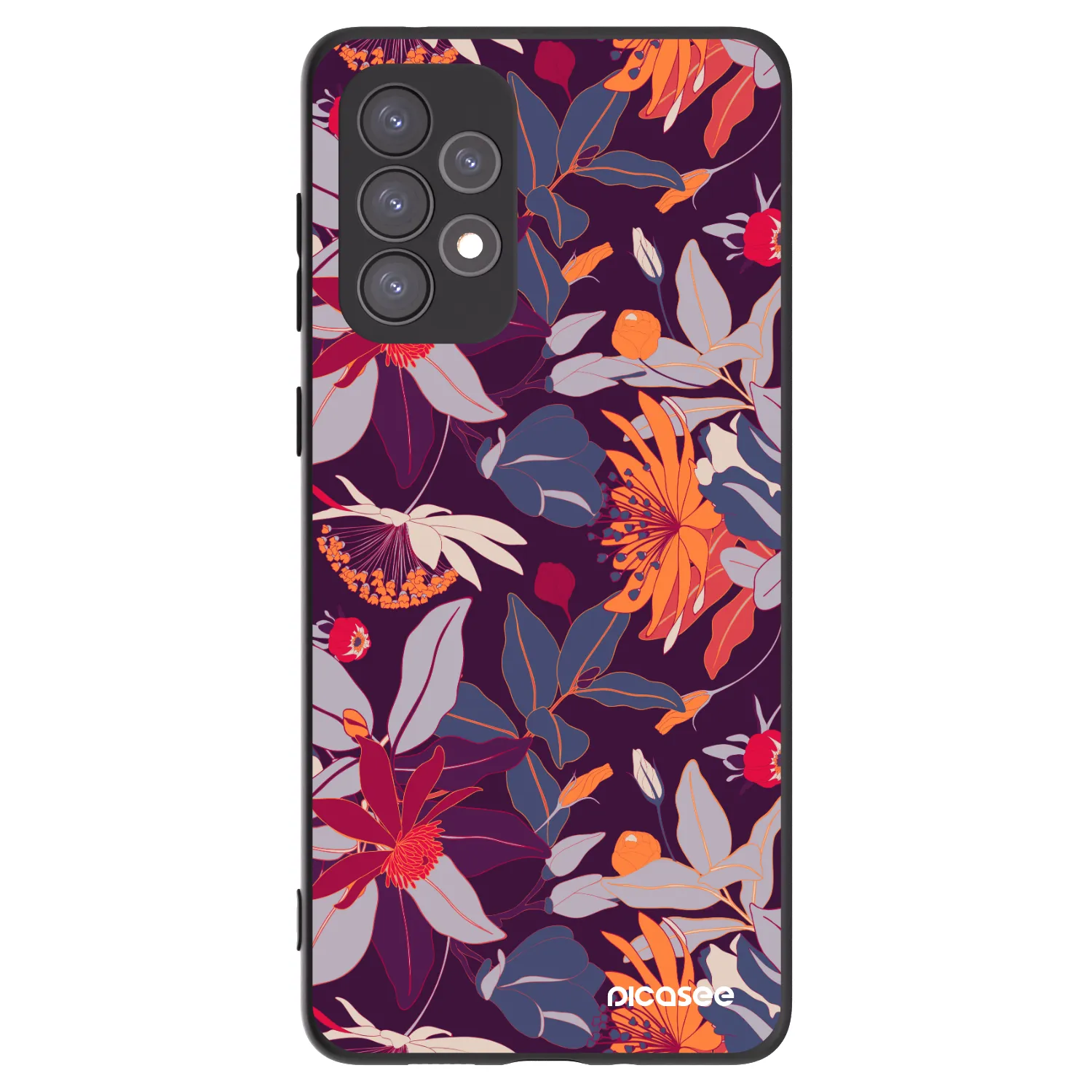 Picasee Samsung Galaxy A73 5G Hülle - Schwarzes Silikon - Purple Leaf