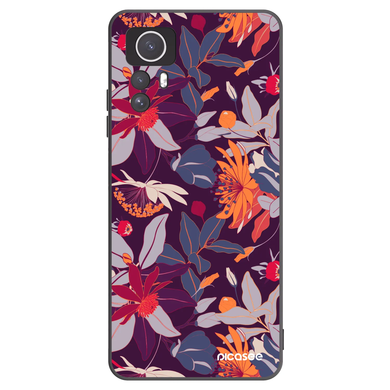 Picasee Xiaomi Redmi Note 12S Hülle - Schwarzes Silikon - Purple Leaf