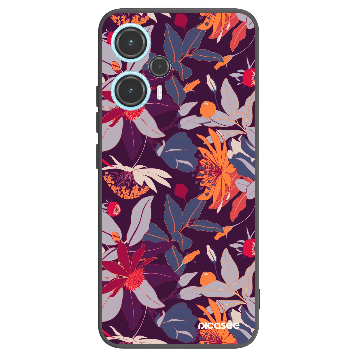 Picasee Xiaomi Poco F5 Hülle - Schwarzes Silikon - Purple Leaf