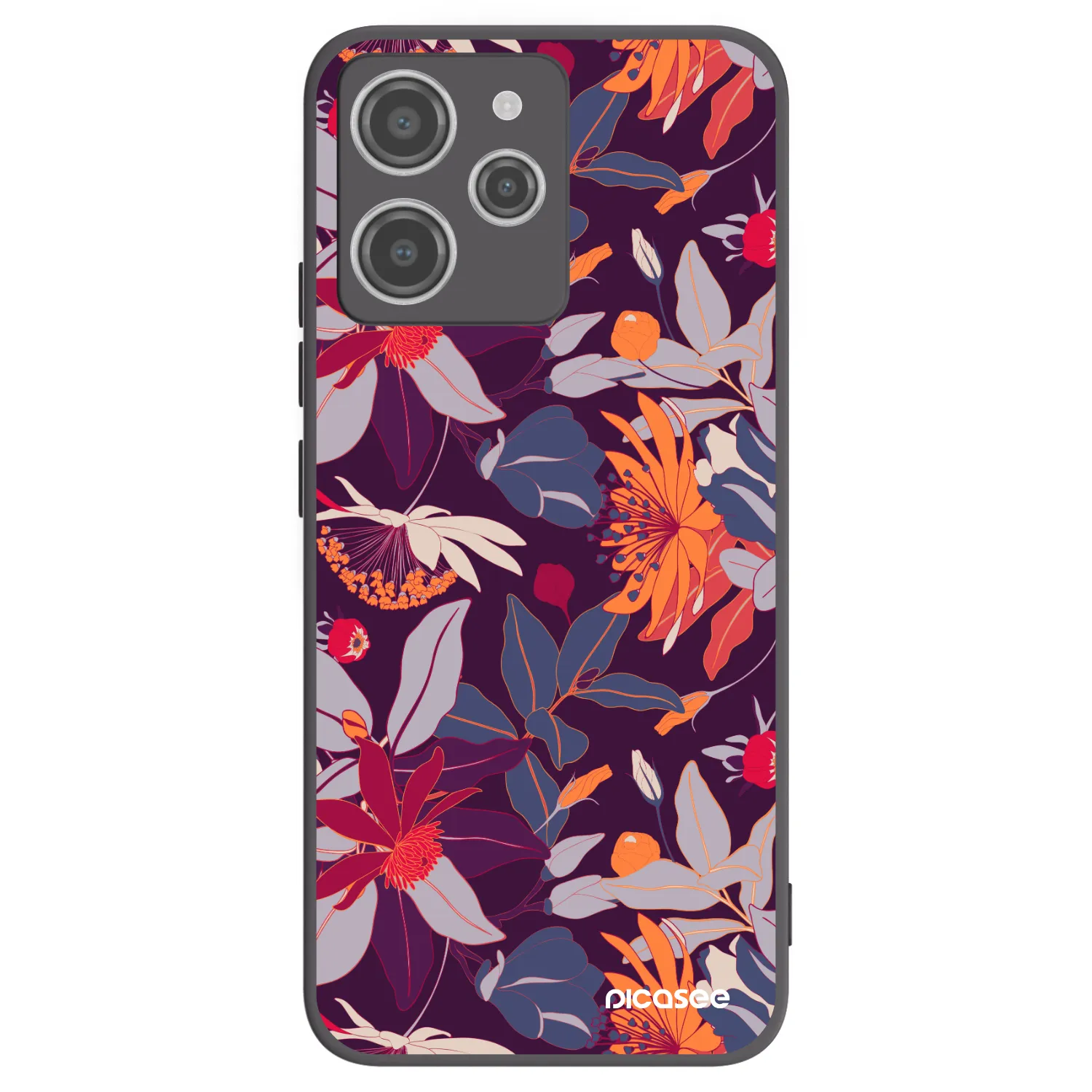 Picasee Xiaomi Redmi 12 4G Hülle - Schwarzes Silikon - Purple Leaf