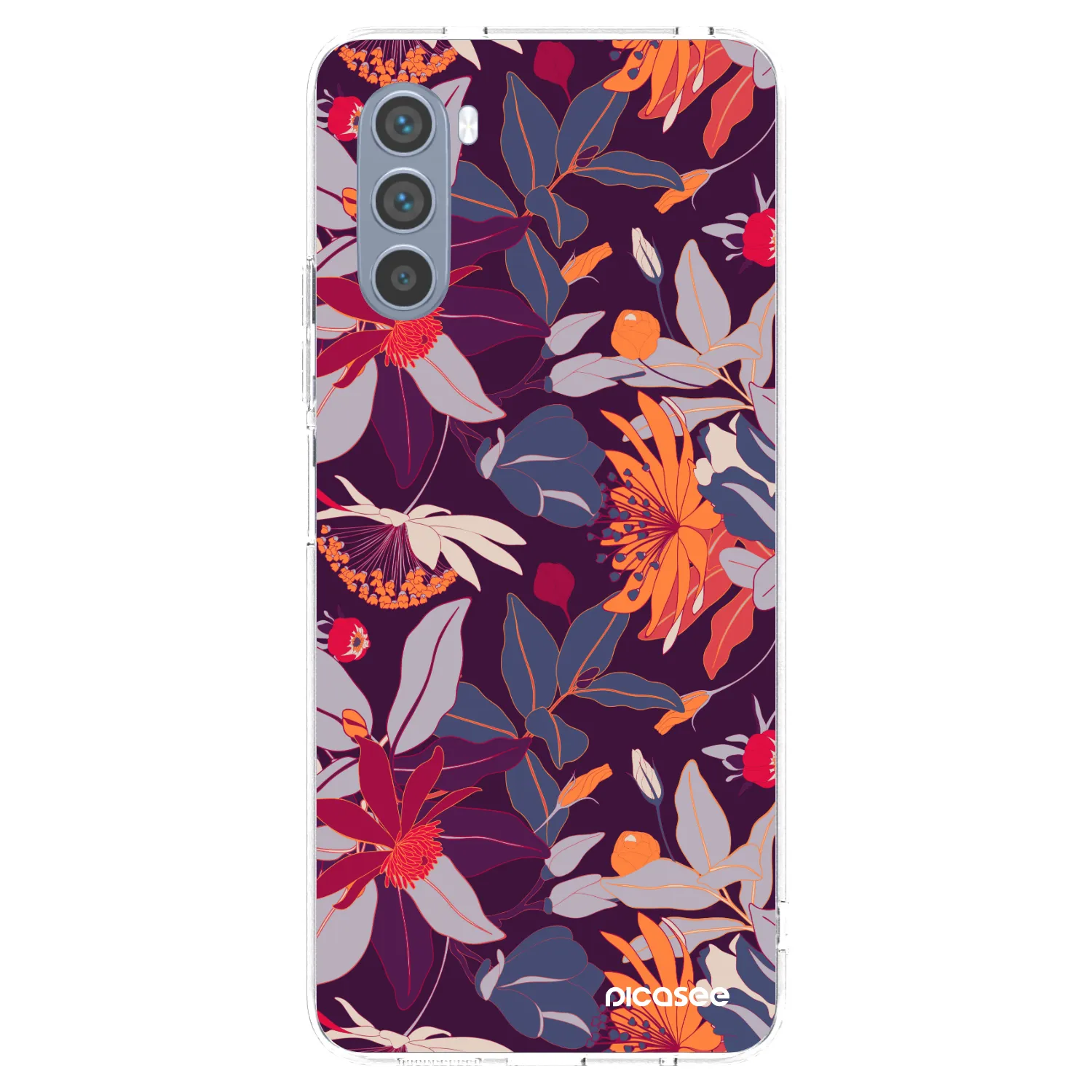 Picasee Motorola Moto G62 Hülle - Transparentes Silikon - Purple Leaf