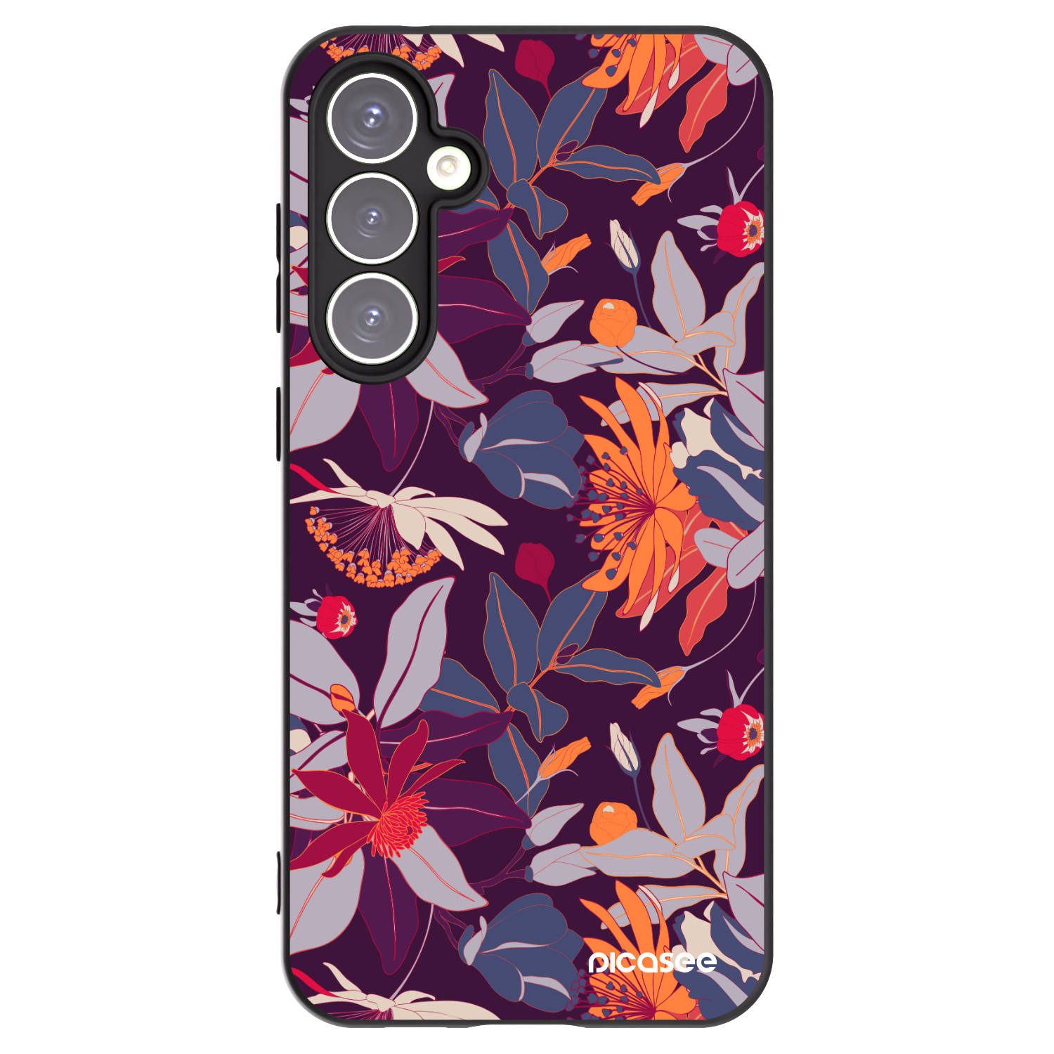 Picasee Samsung Galaxy S23 FE S711B Hülle - Schwarzes Silikon - Purple Leaf