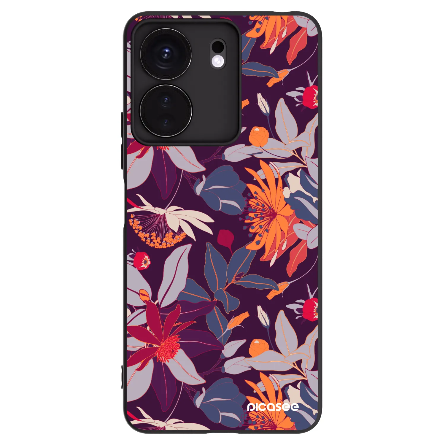 Picasee Xiaomi Redmi 13C 4G Hülle - Schwarzes Silikon - Purple Leaf