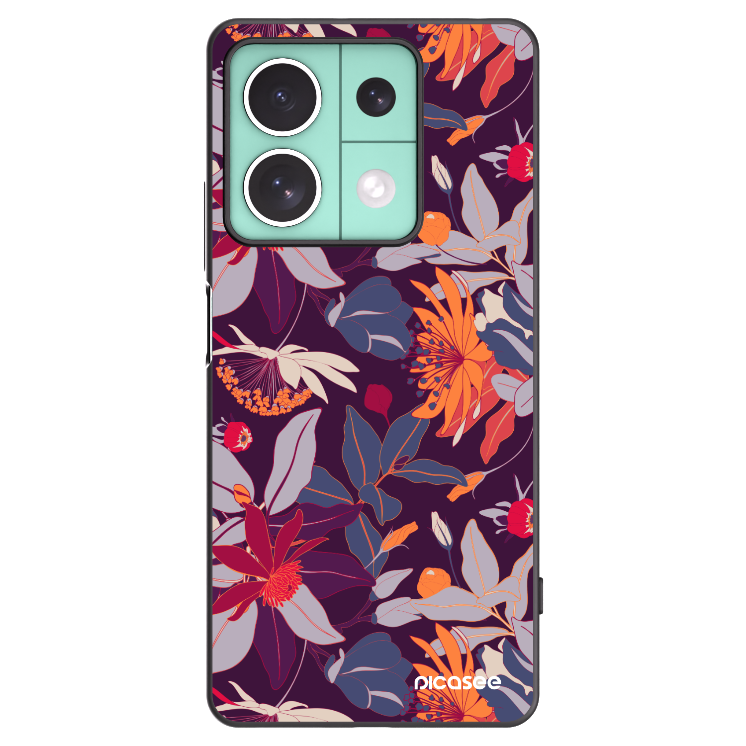 Picasee Xiaomi Redmi Note 13 5G Hülle - Schwarzes Silikon - Purple Leaf