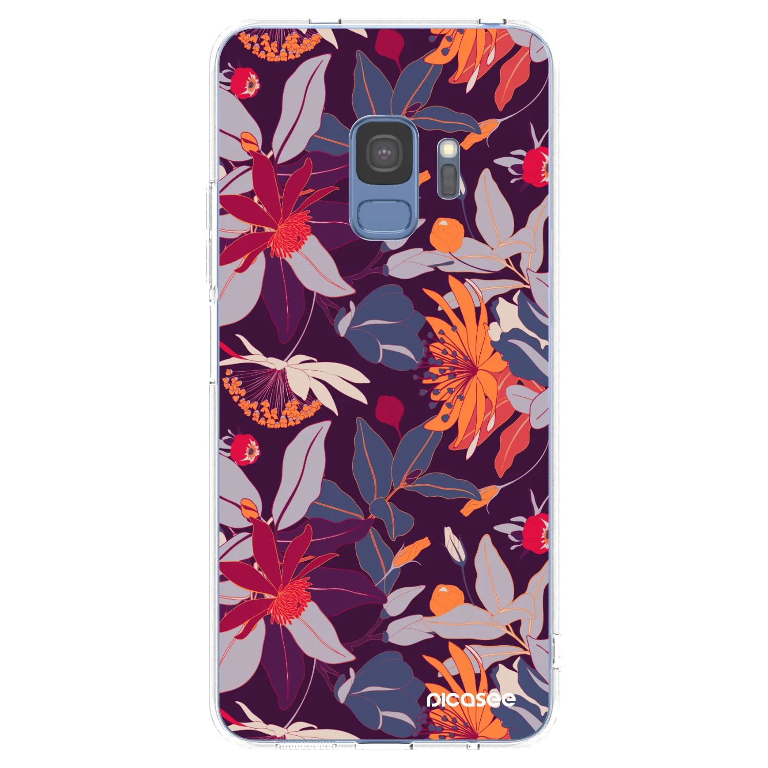 Picasee Samsung Galaxy S9 G960F Hülle - Transparentes Silikon - Purple Leaf