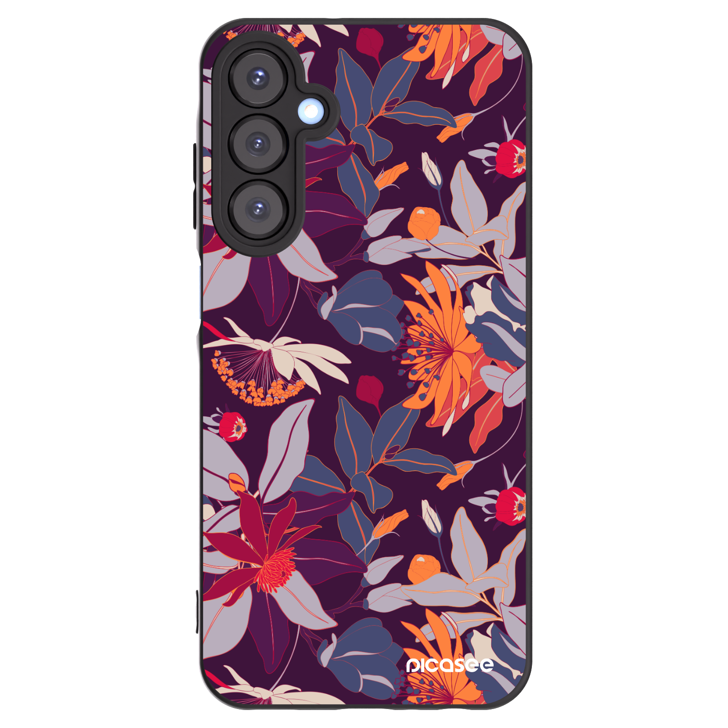 Picasee Samsung Galaxy A25 A256B 5G Hülle - Schwarzes Silikon - Purple Leaf
