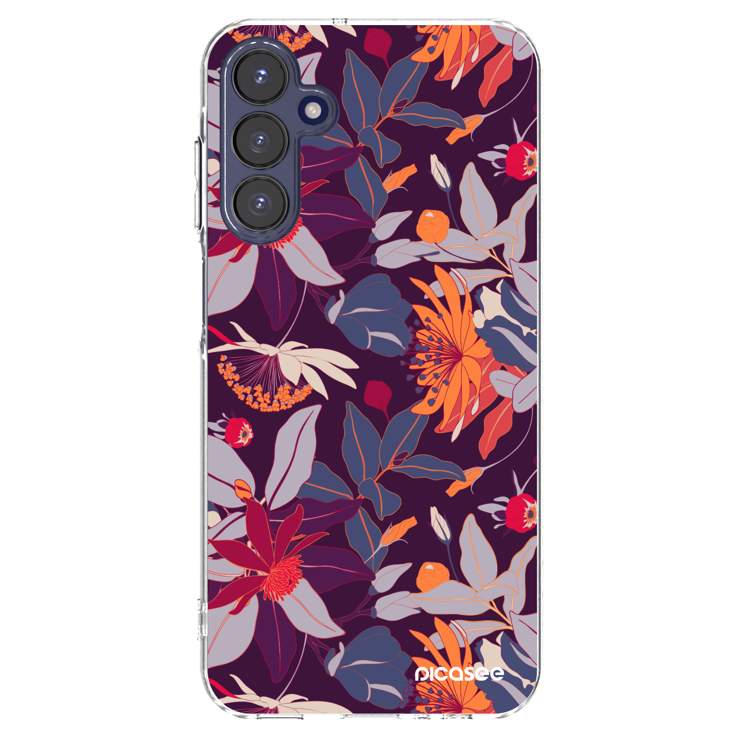 Picasee Samsung Galaxy A15 A155F 4G Hülle - Transparentes Silikon - Purple Leaf