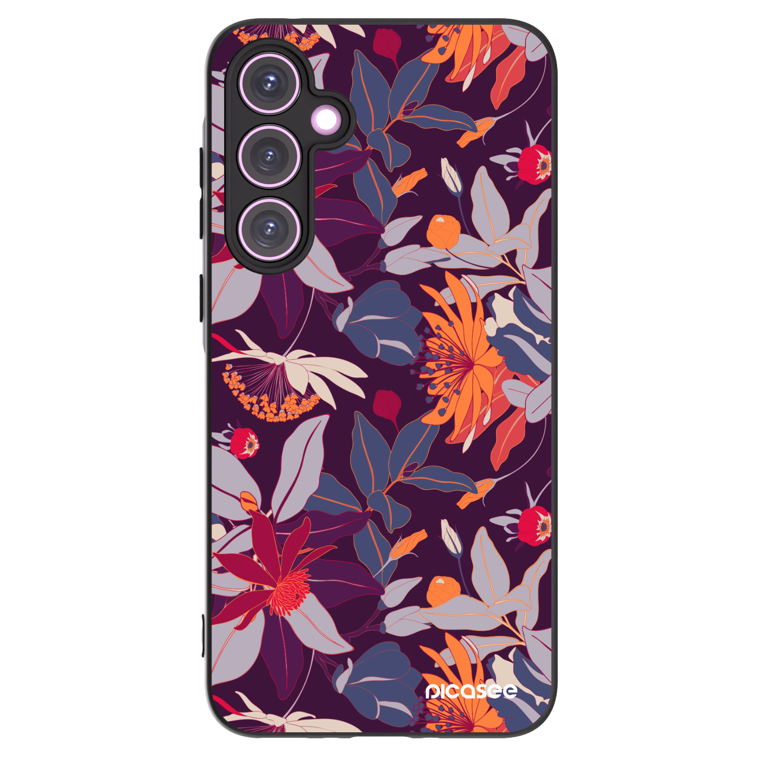 Picasee Samsung Galaxy A35 5G A356B Hülle - Schwarzes Silikon - Purple Leaf