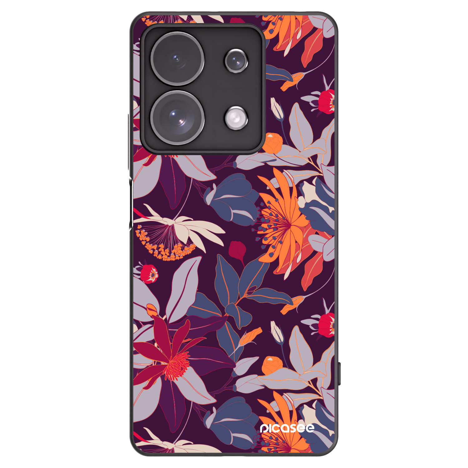 Picasee Xiaomi Redmi Note 13 Pro 4G Hülle - Schwarzes Silikon - Purple Leaf