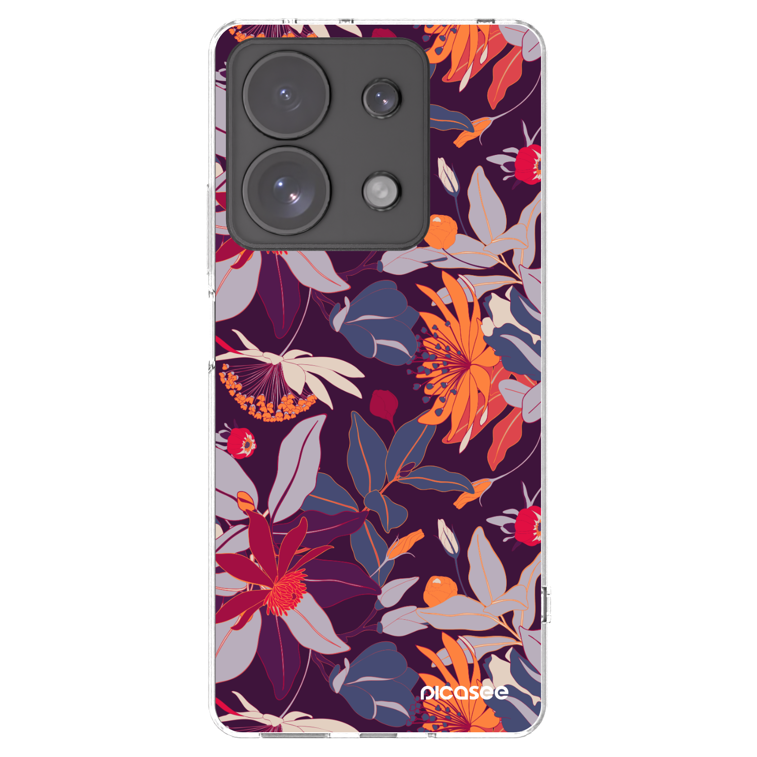 Picasee Xiaomi Redmi Note 13 Pro 4G Hülle - Transparentes Silikon - Purple Leaf