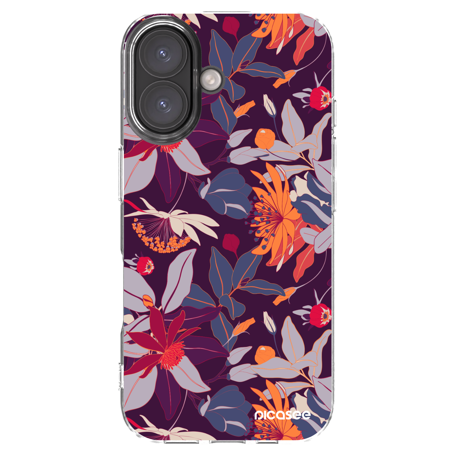 Picasee Apple iPhone 16 Hülle - Transparentes Silikon - Purple Leaf