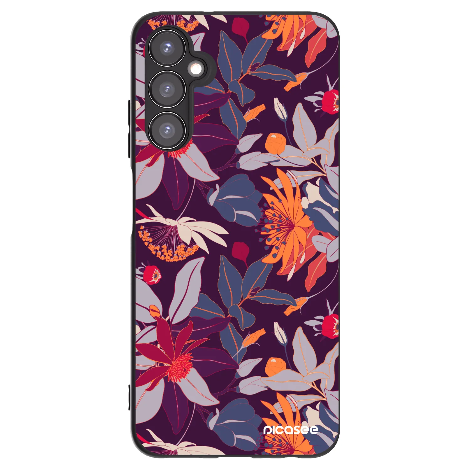 Picasee Samsung Galaxy A05s A057G Hülle - Schwarzes Silikon - Purple Leaf