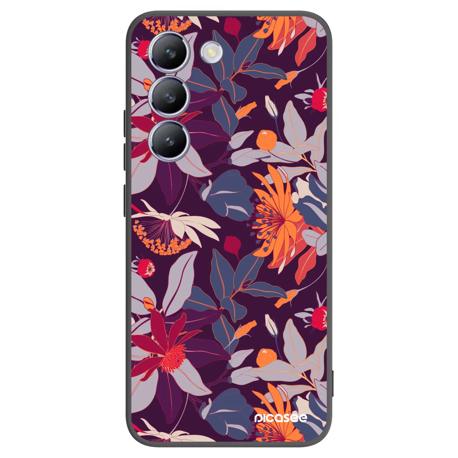 Picasee Vivo V40 SE 5G Hülle - Schwarzes Silikon - Purple Leaf