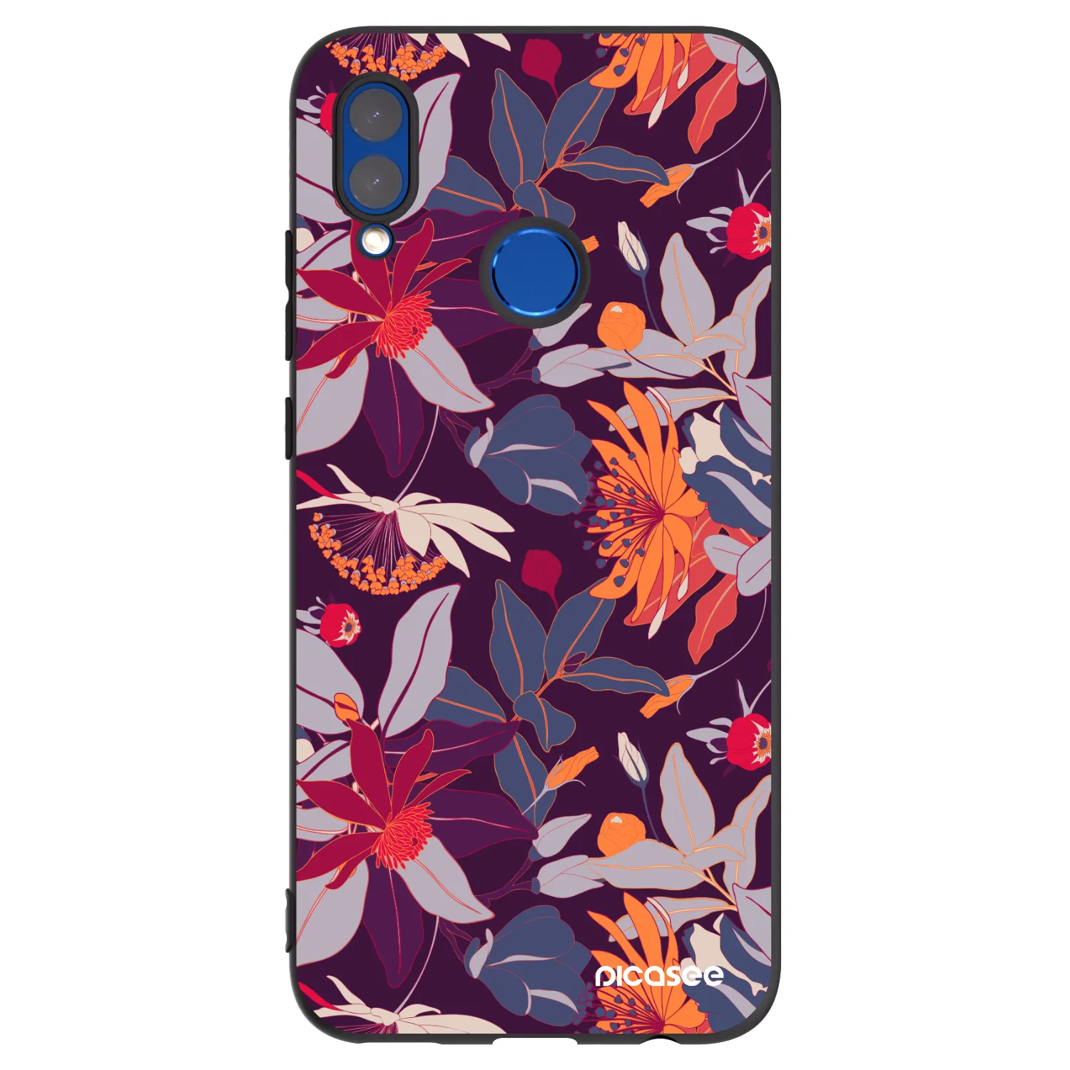 Picasee Huawei P Smart 2019 Hülle - Schwarzes Silikon - Purple Leaf