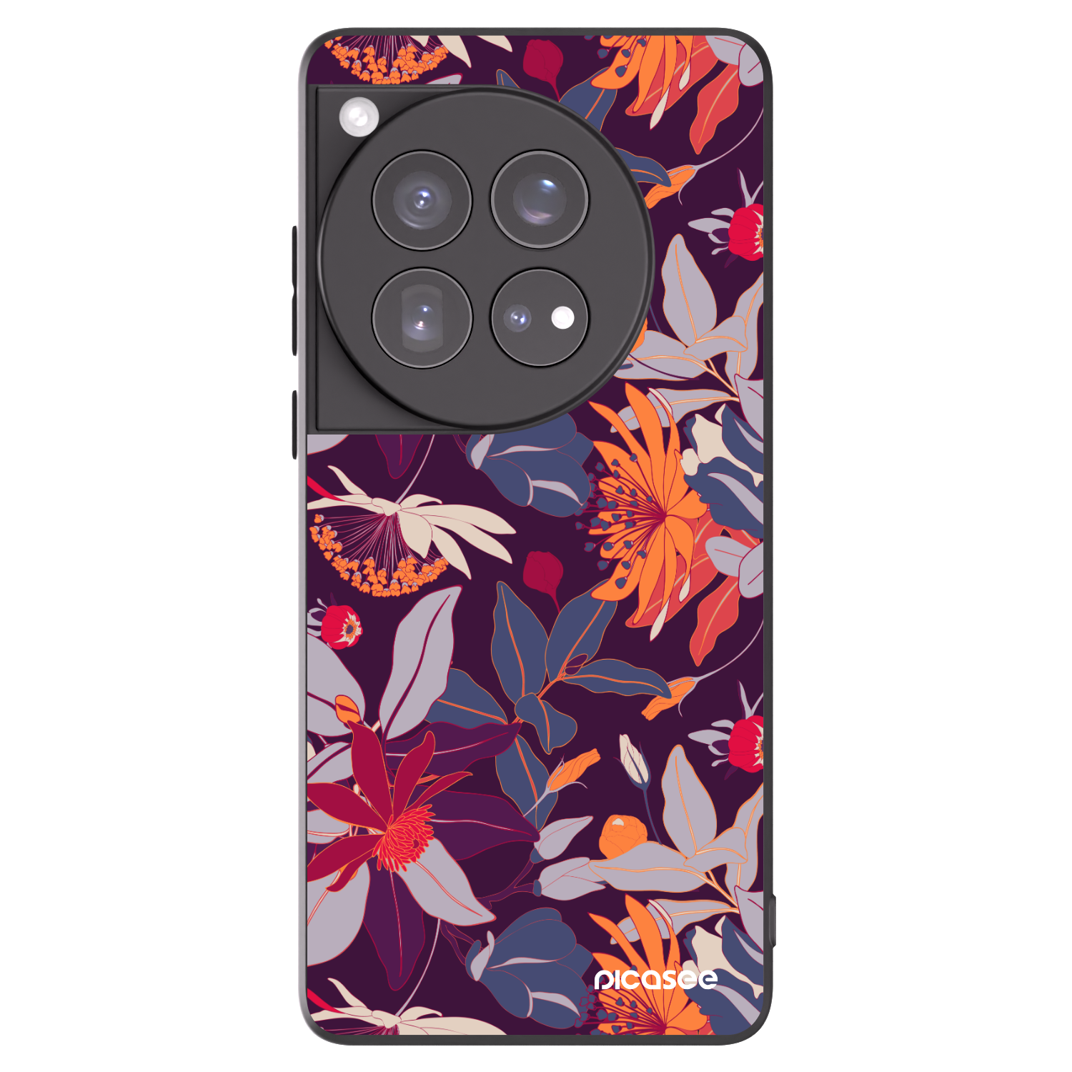 Picasee OnePlus 12 5G Hülle - Schwarzes Silikon - Purple Leaf