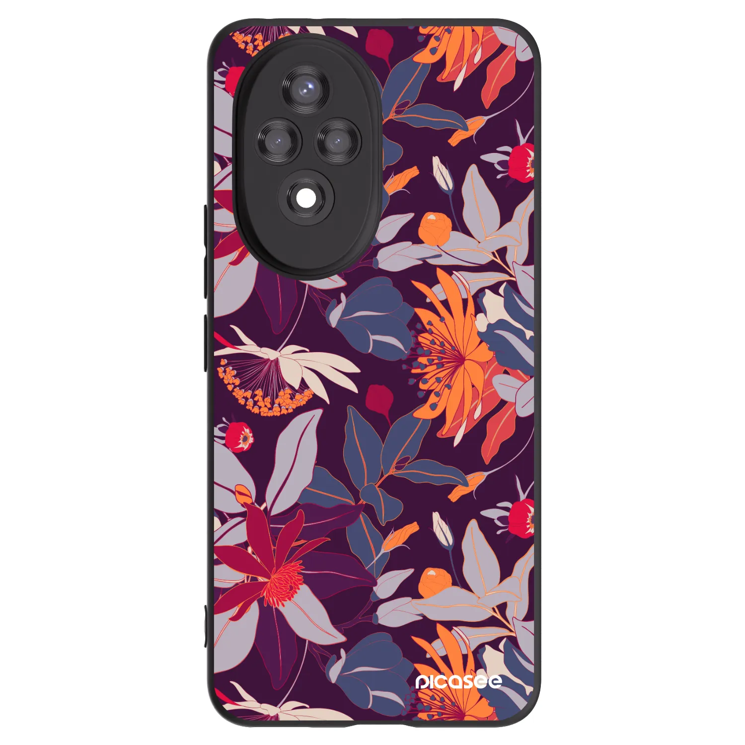 Picasee Honor 200 Pro 5G Hülle - Schwarzes Silikon - Purple Leaf