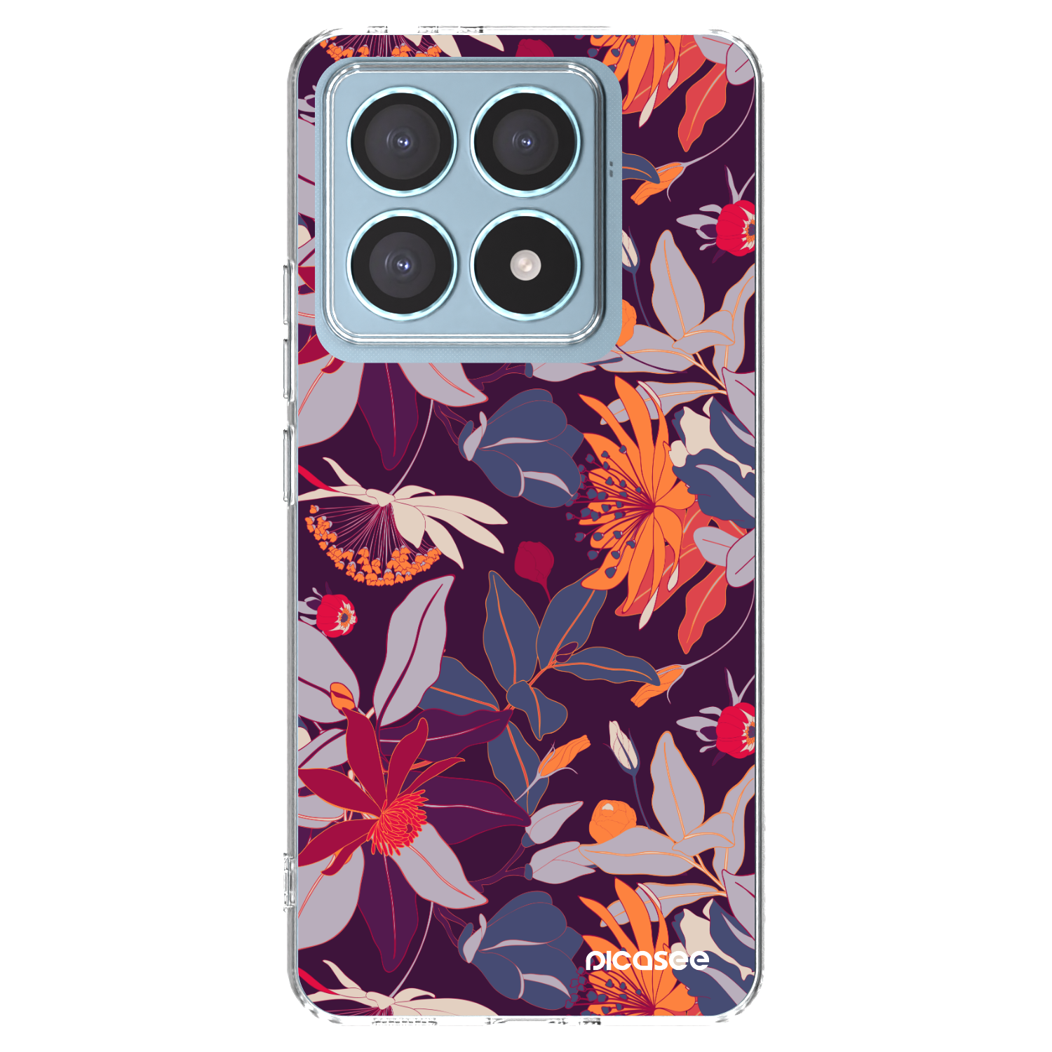 Picasee Xiaomi 14T Pro Hülle - Transparentes Silikon - Purple Leaf