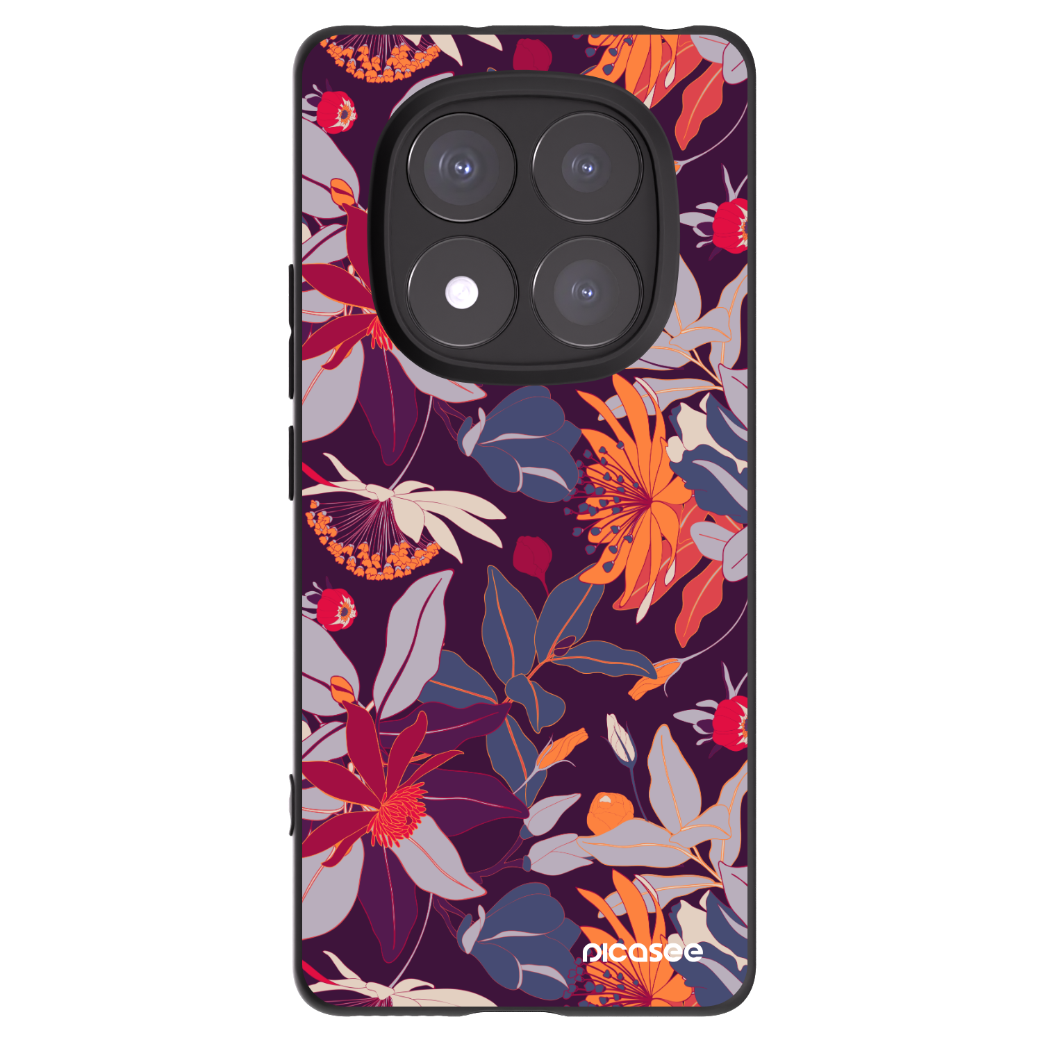 Picasee Xiaomi Redmi Note 14 Pro+ 5G Hülle - Schwarzes Silikon - Purple Leaf