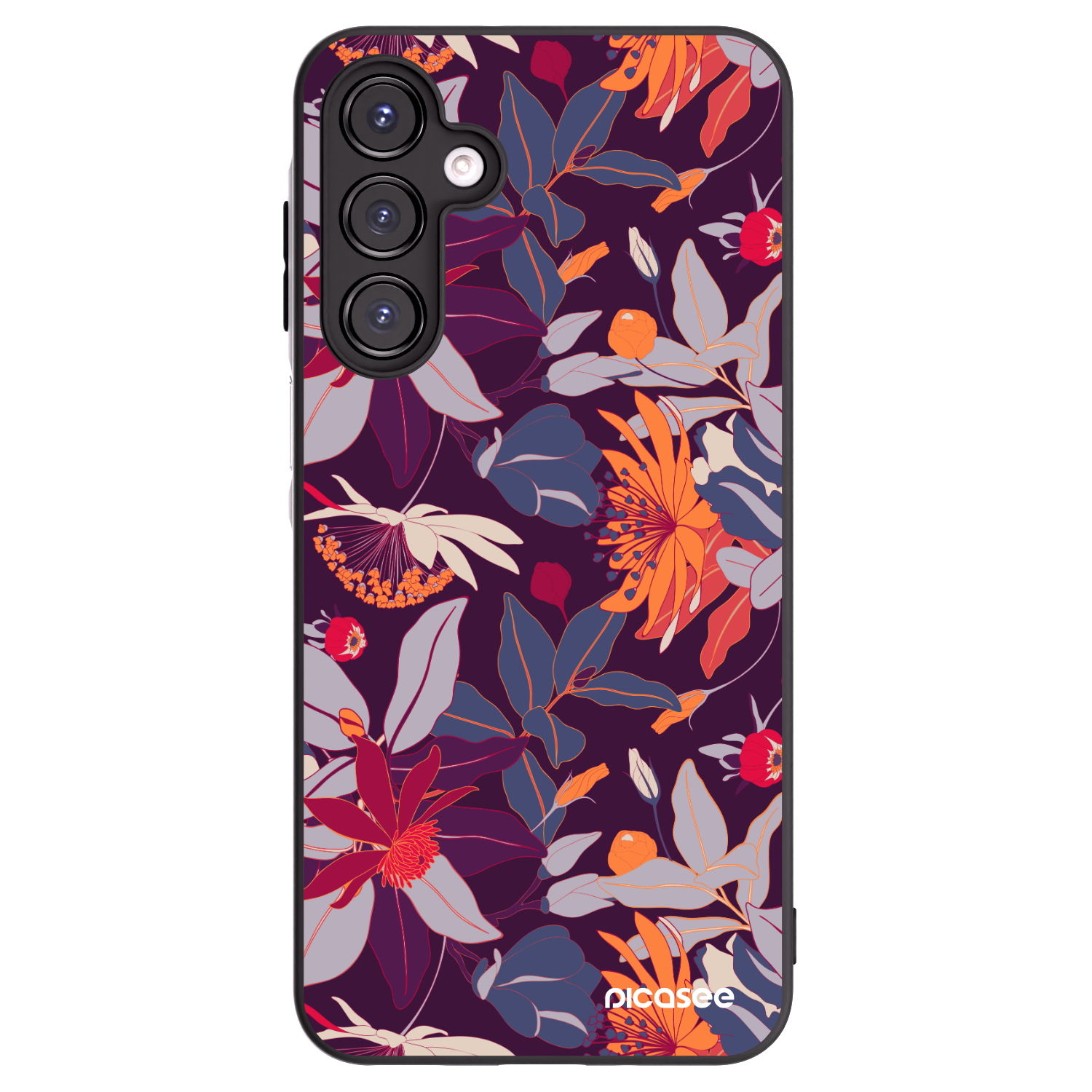 Picasee Samsung Galaxy A16 5G Hülle - Schwarzes Silikon - Purple Leaf
