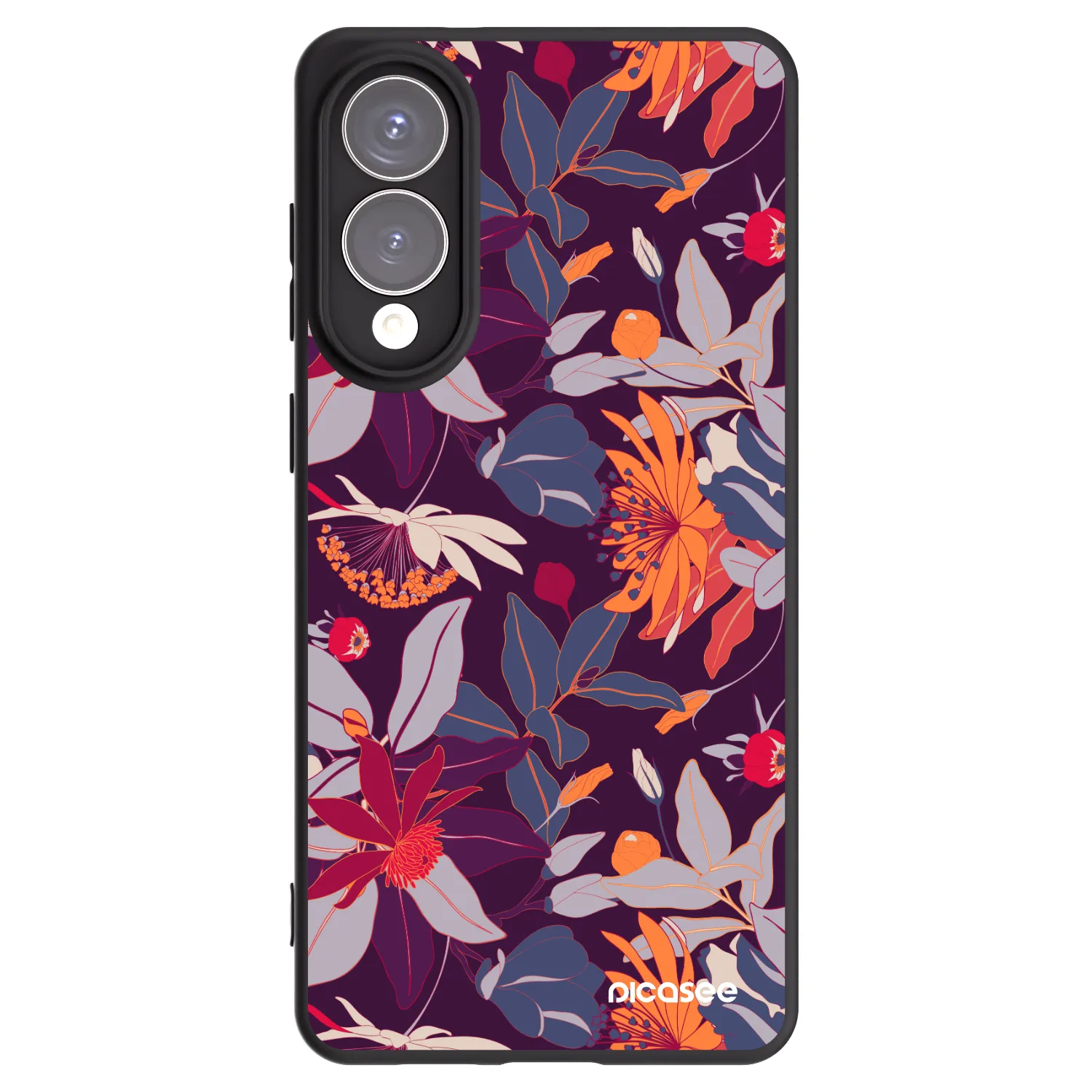 Picasee Samsung Galaxy S25 Edge 5G Hülle - Schwarzes Silikon - Purple Leaf