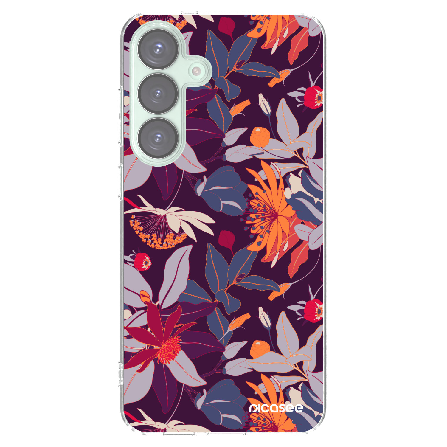 Picasee Samsung Galaxy S25+ 5G Hülle - Transparentes Silikon - Purple Leaf