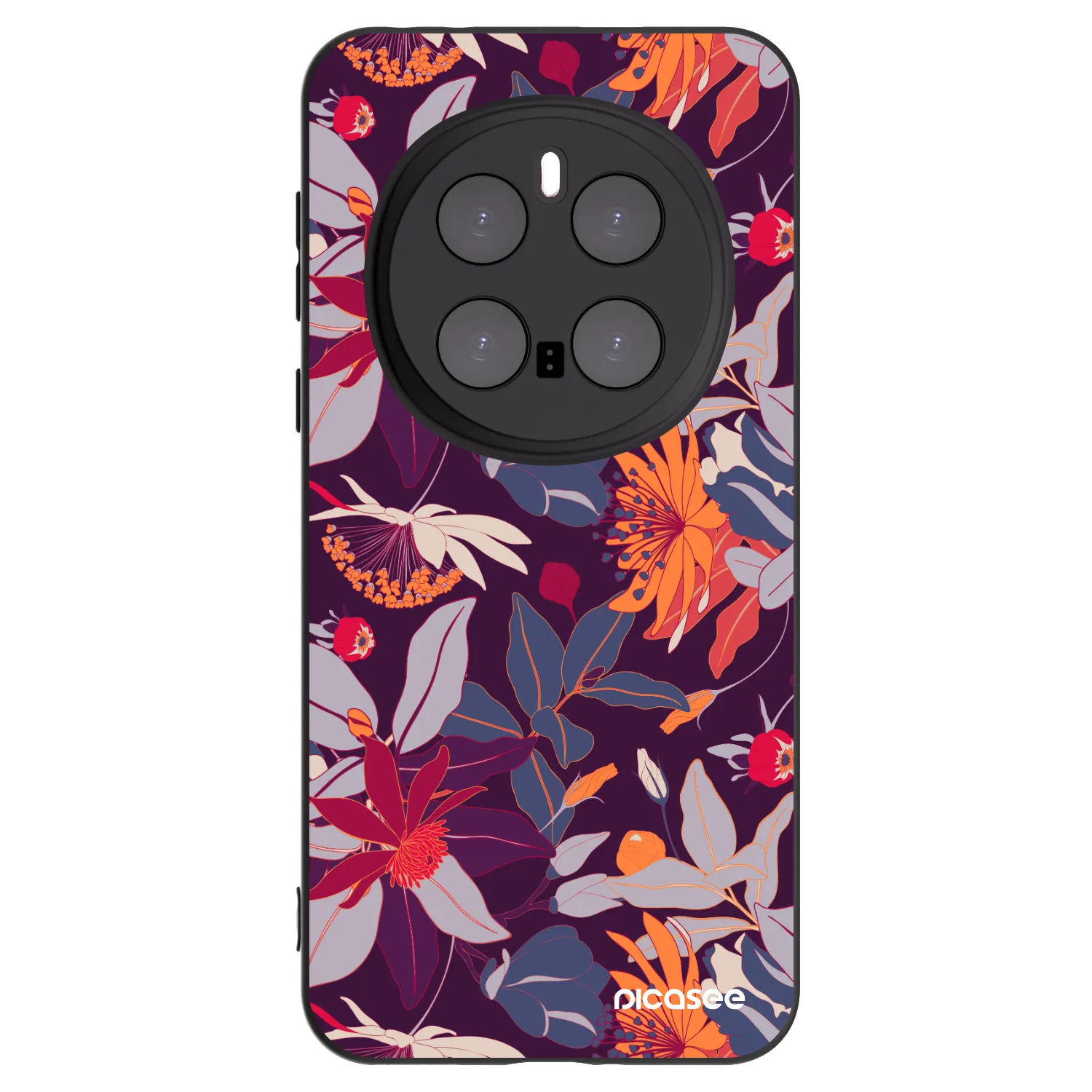 Picasee Honor Magic7 Pro 5G Hülle - Schwarzes Silikon - Purple Leaf