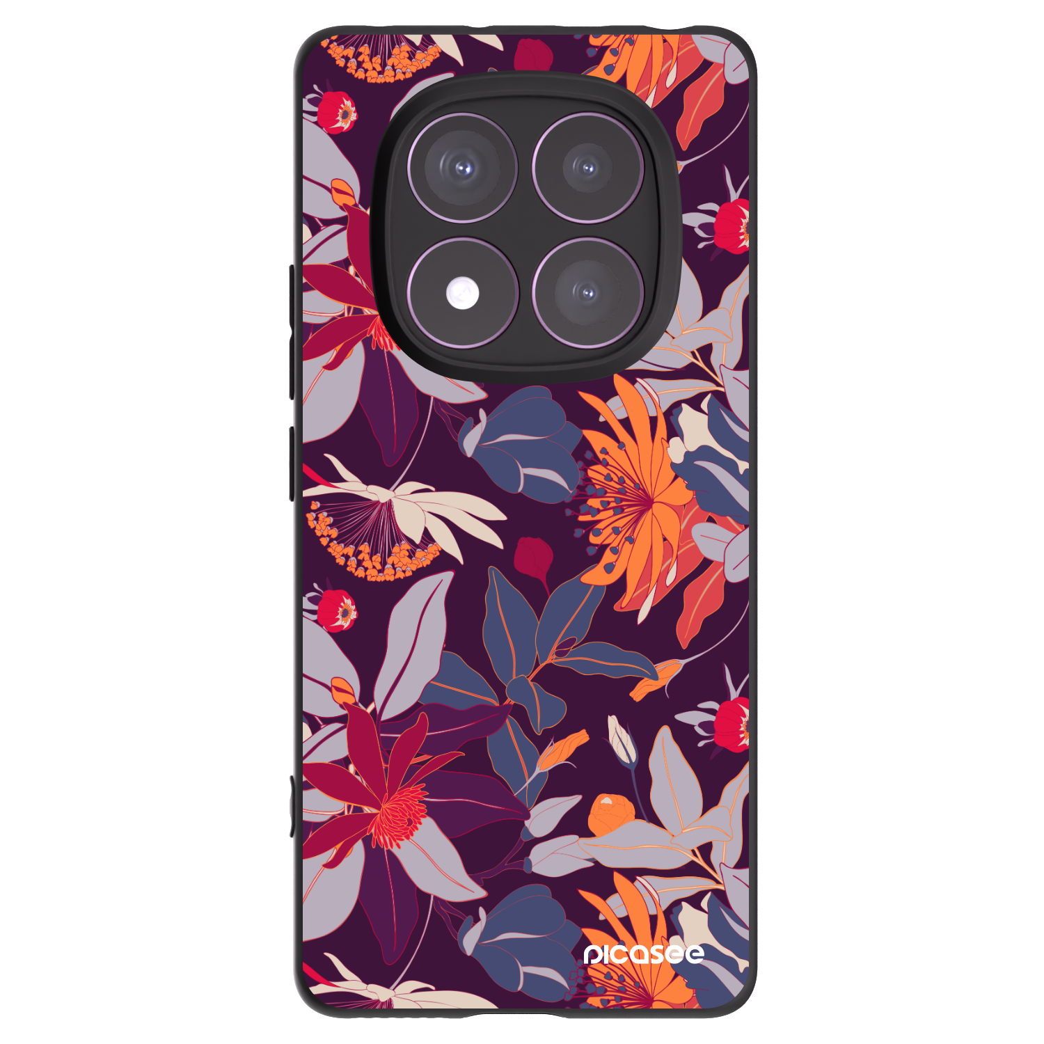 Picasee Xiaomi Redmi Note 14 Pro 4G Hülle - Schwarzes Silikon - Purple Leaf