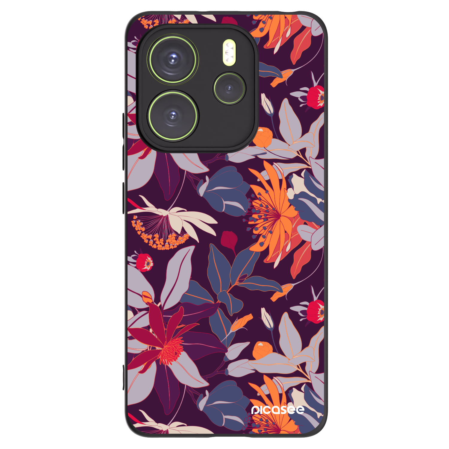 Picasee Xiaomi Redmi Note 14 4G Hülle - Schwarzes Silikon - Purple Leaf