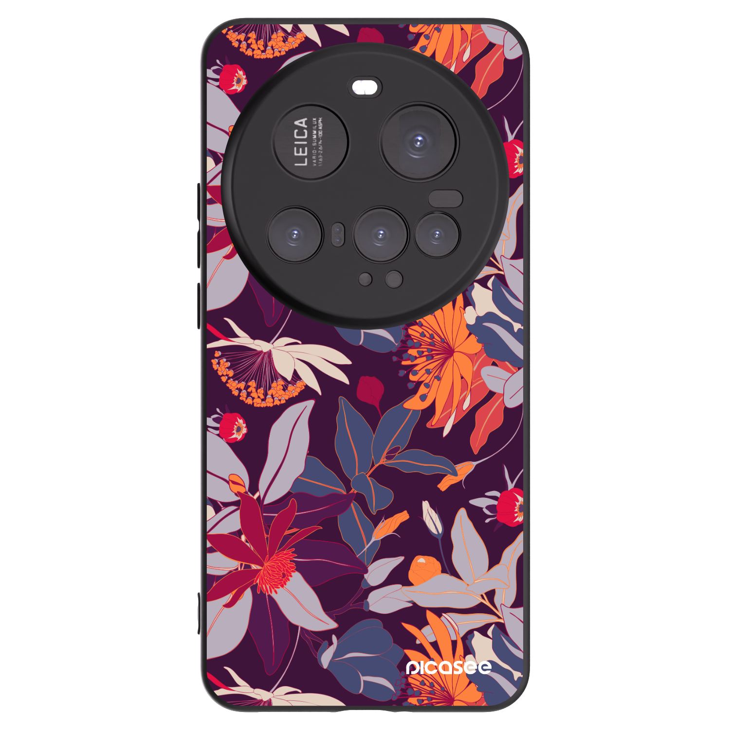 Picasee Xiaomi 15 Ultra Hülle - Schwarzes Silikon - Purple Leaf