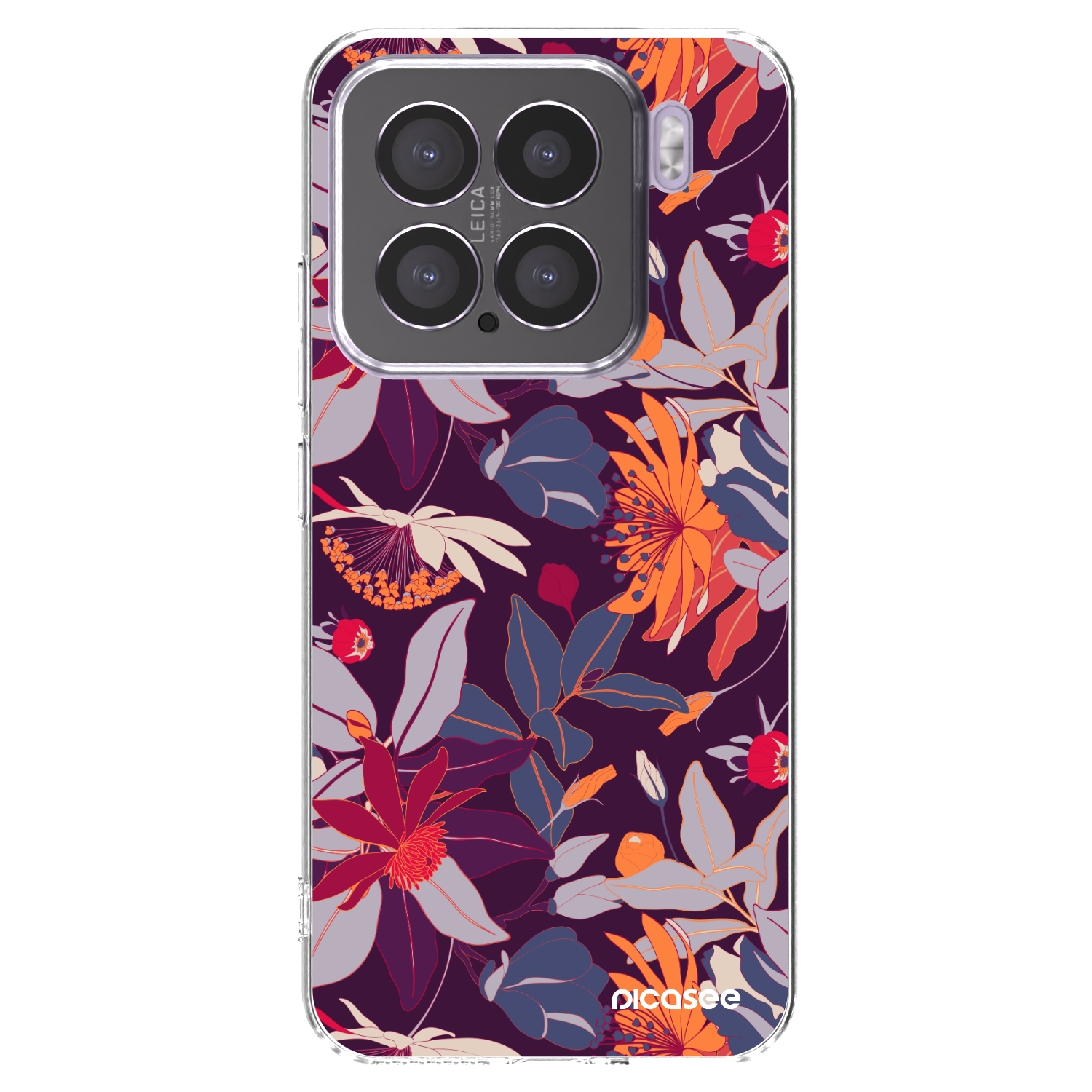 Picasee Xiaomi 15 Hülle - Transparentes Silikon - Purple Leaf