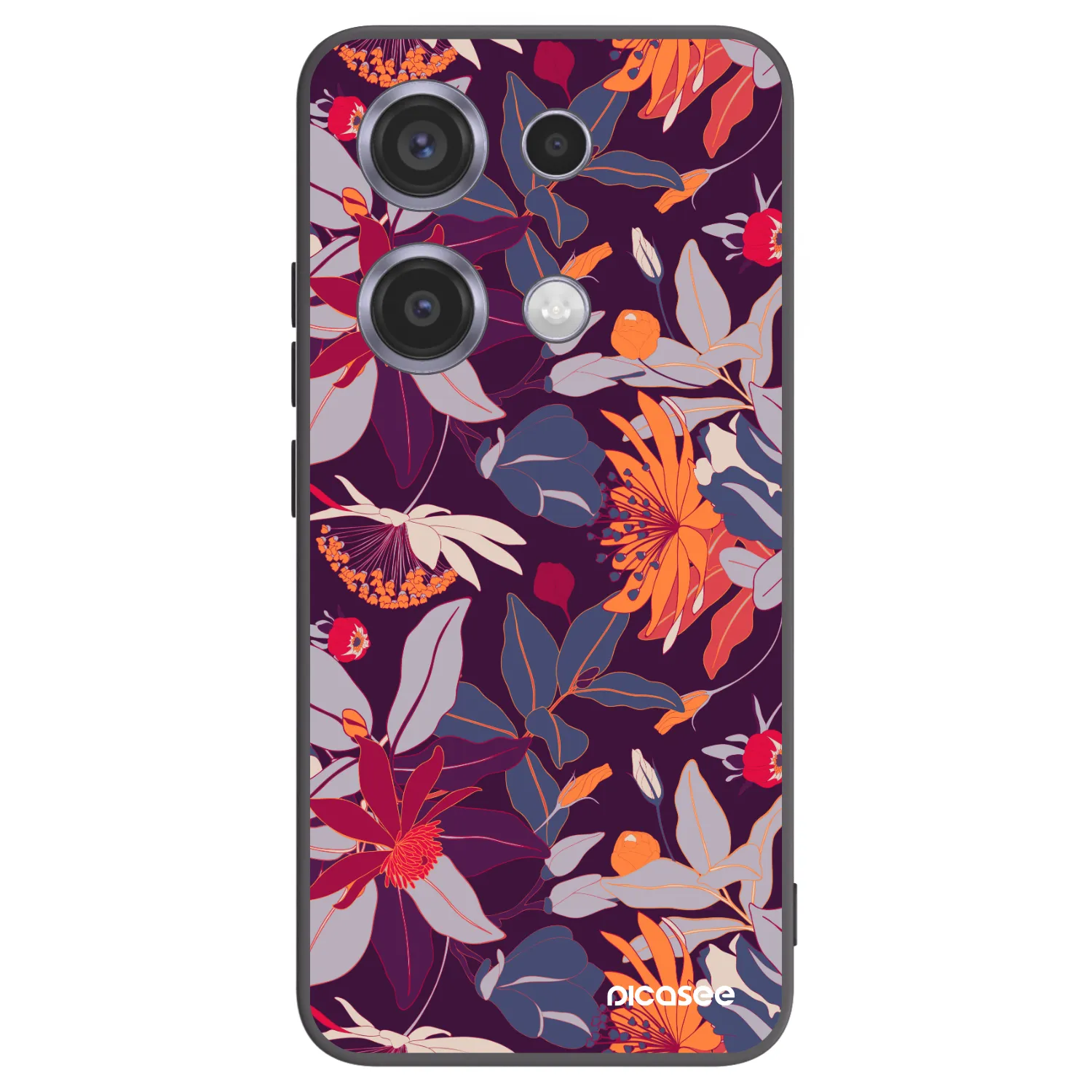 Picasee Xiaomi Redmi Note 14S Hülle - Schwarzes Silikon - Purple Leaf