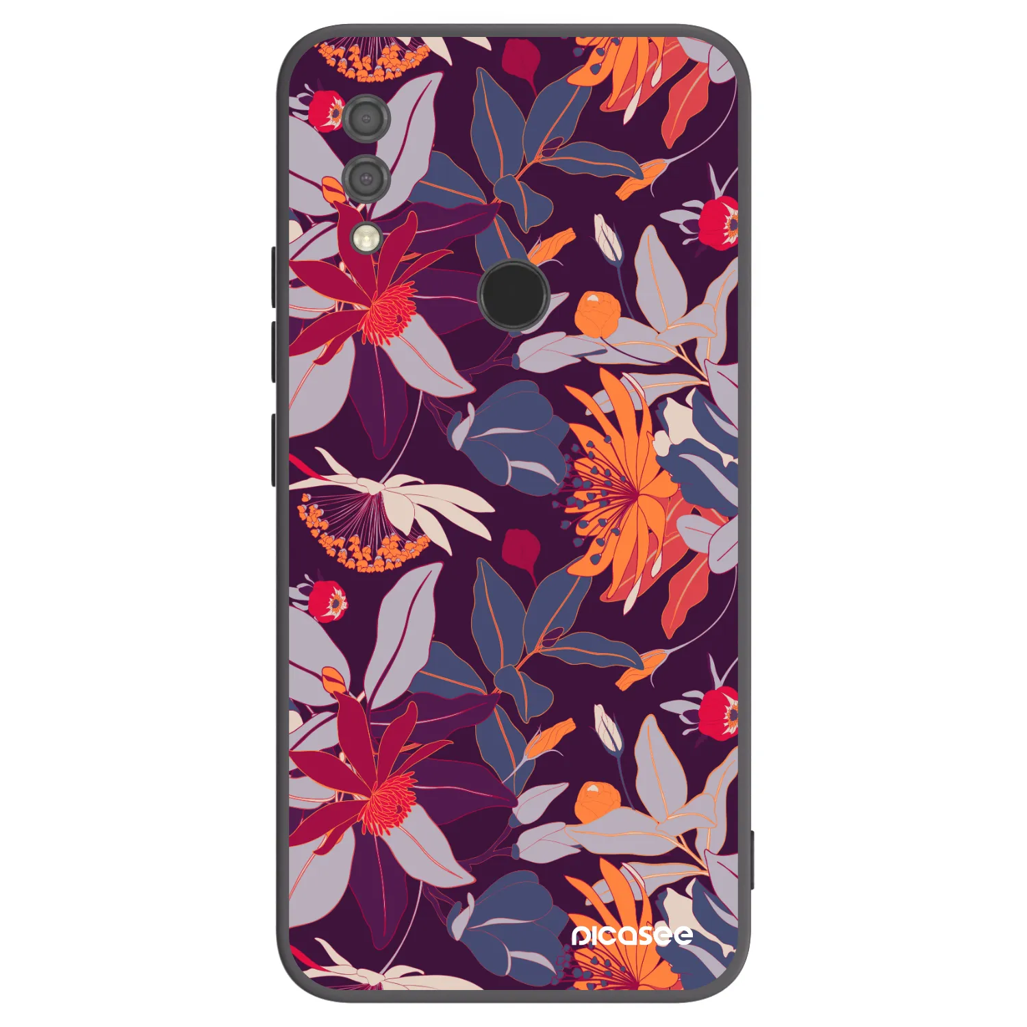 Picasee Xiaomi Redmi 7 Hülle - Schwarzes Silikon - Purple Leaf