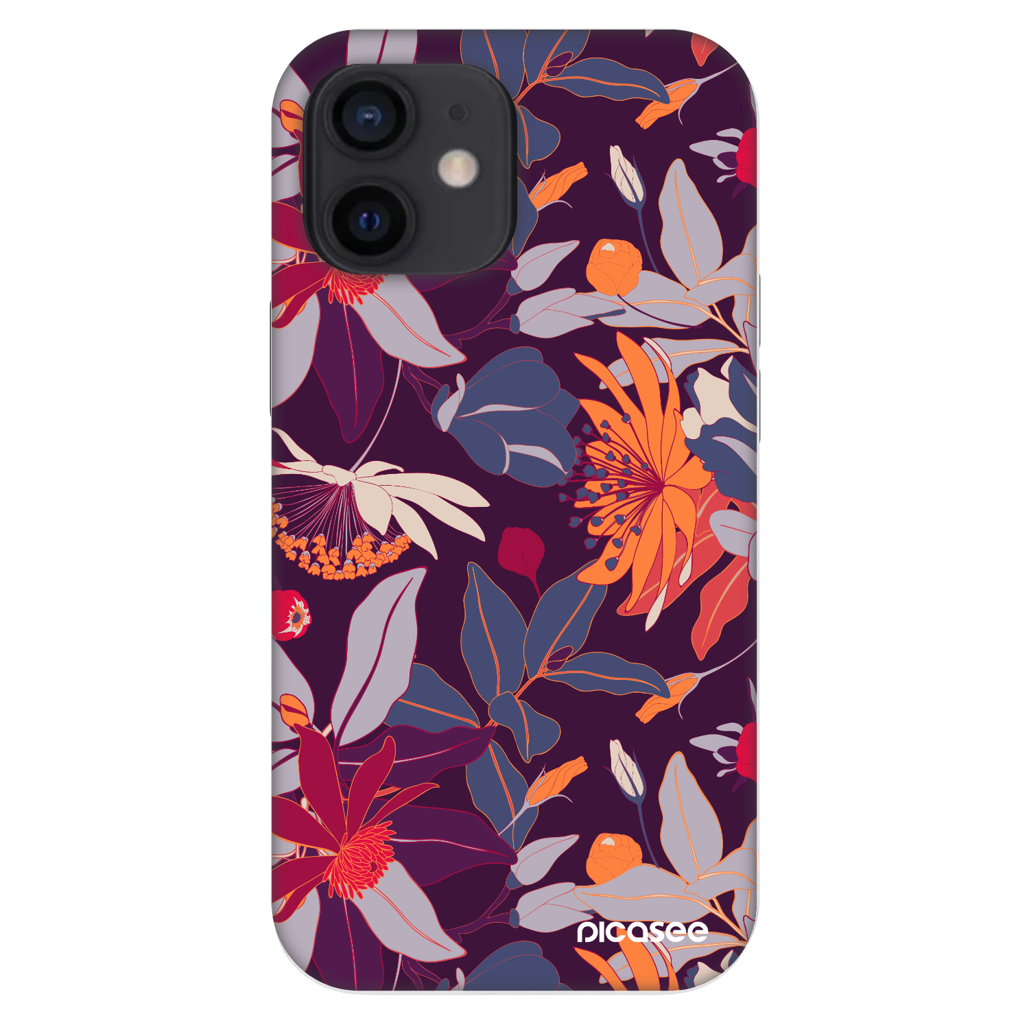Picasee Fashion Case für Apple iPhone 12 mini - Purple Leaf