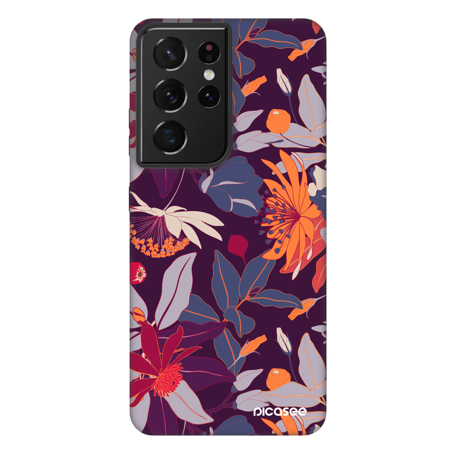Picasee Fashion Case für Samsung Galaxy S21 Ultra 5G G998B - Purple Leaf
