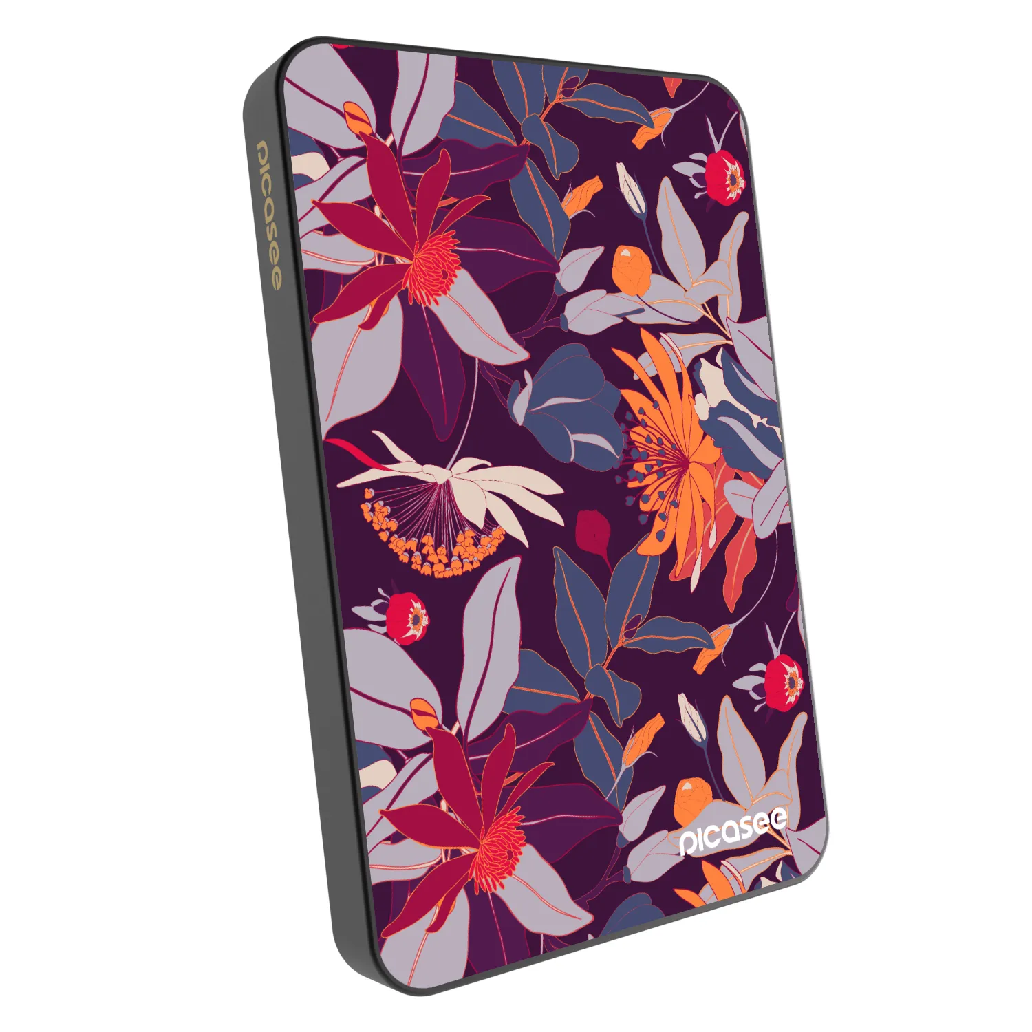 Picasee Powerbank mit MagSafe 5 000 mAh Grau - Purple Leaf