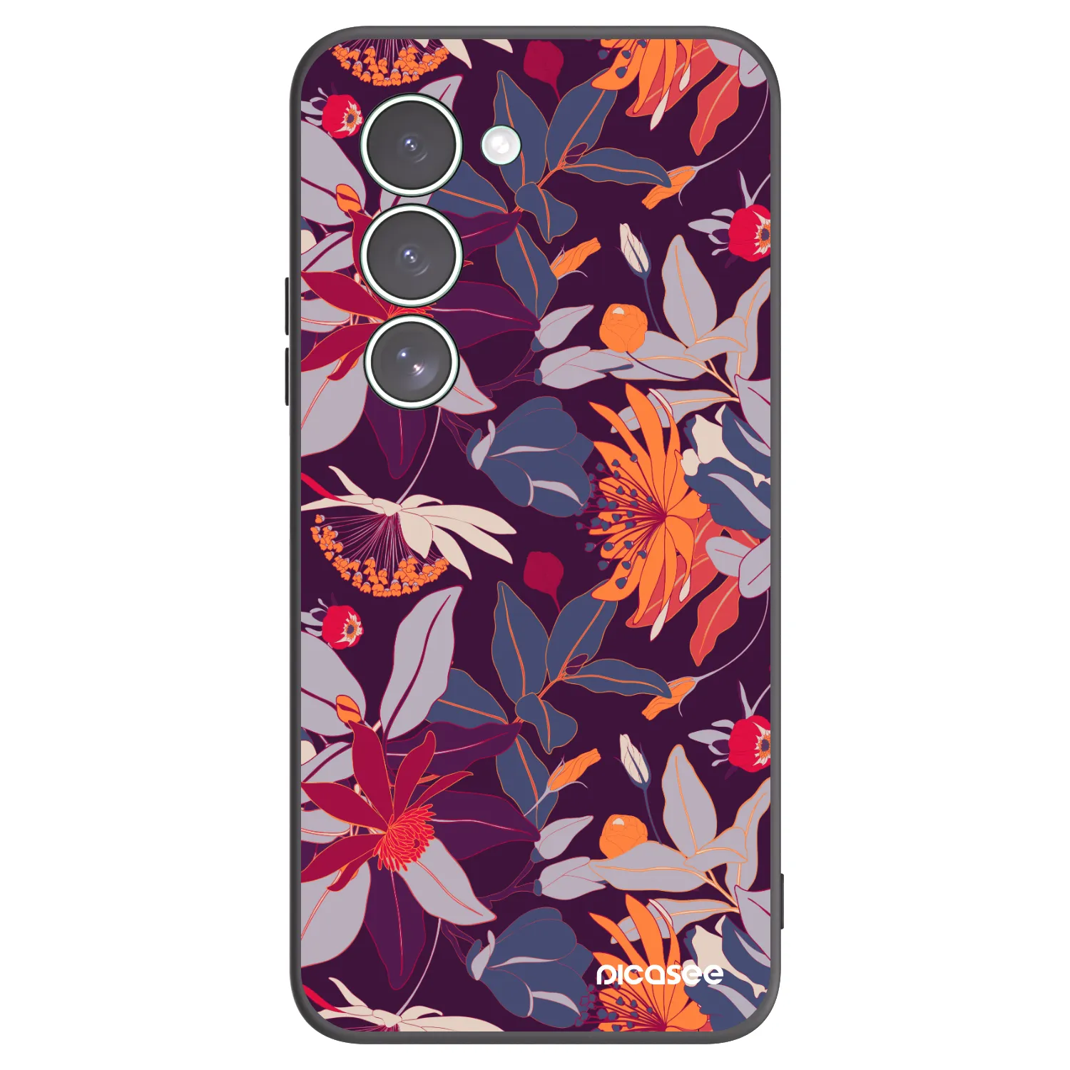 Picasee Xiaomi Redmi 15 5G Hülle - Schwarzes Silikon - Purple Leaf