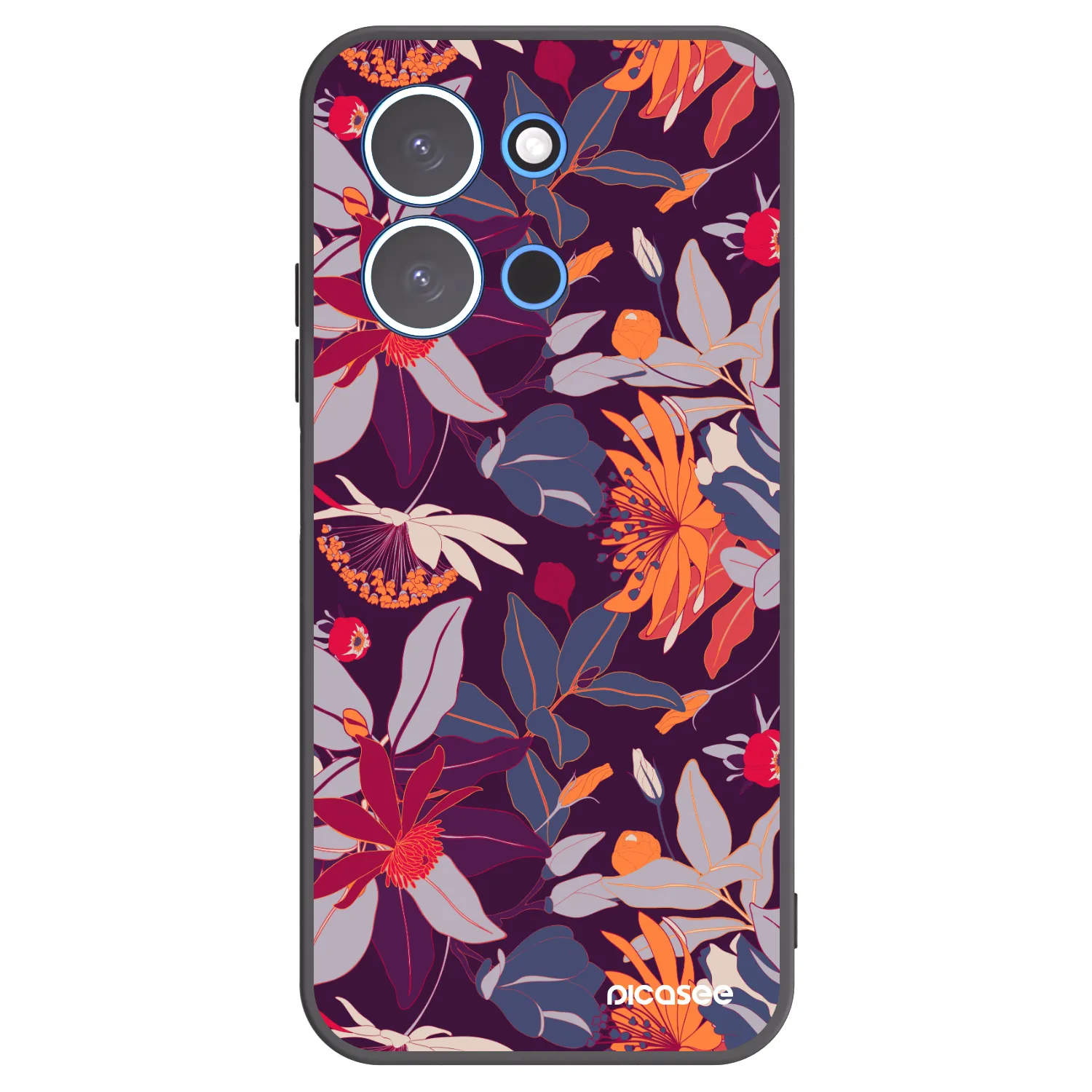 Picasee Xiaomi Redmi 15C 4G Hülle - Schwarzes Silikon - Purple Leaf