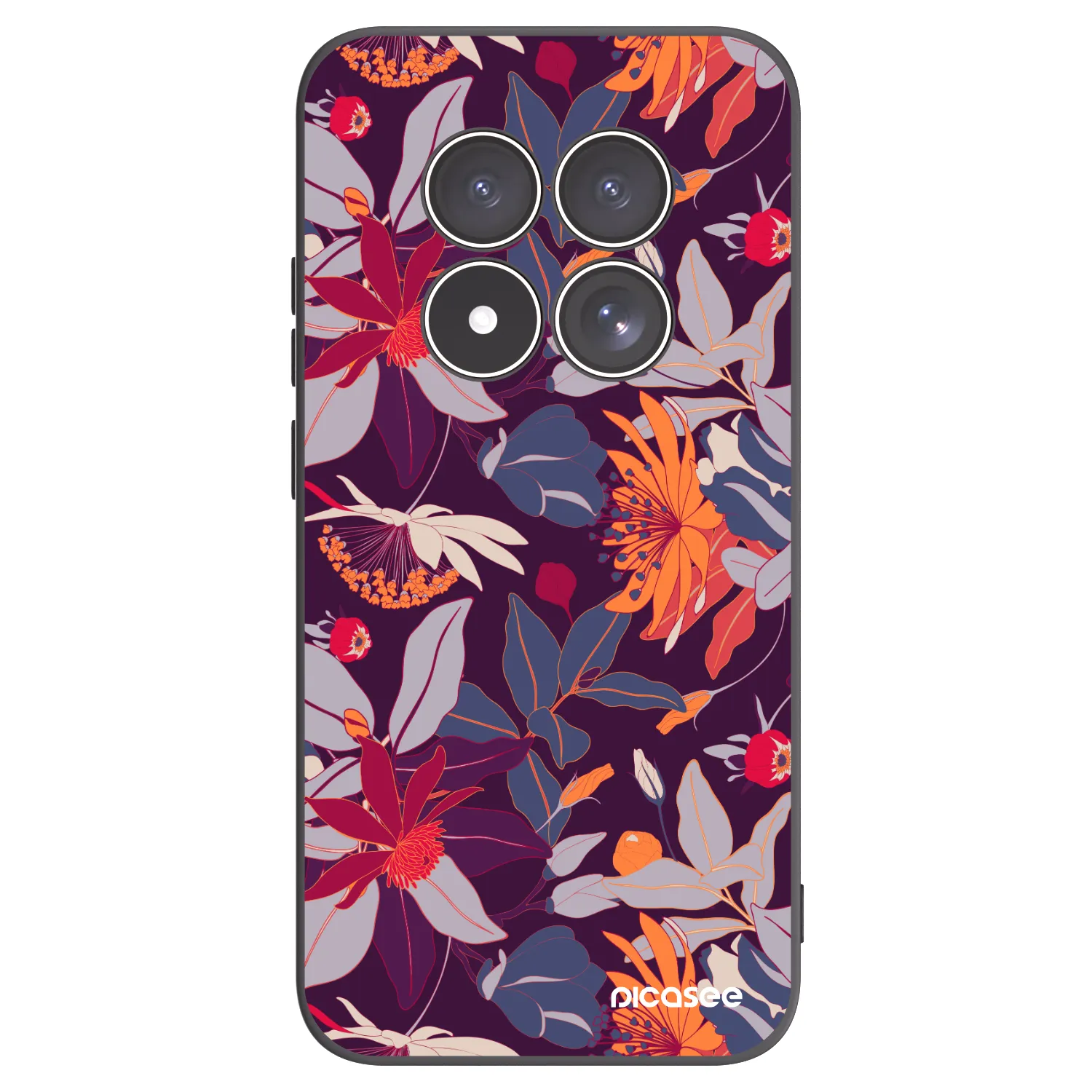 Picasee Xiaomi Redmi Note 15 Pro 4G Hülle - Schwarzes Silikon - Purple Leaf