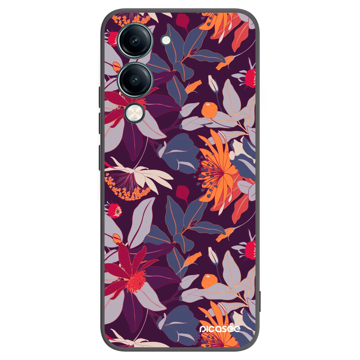 Picasee Vivo Y29s 5G Hülle - Schwarzes Silikon - Purple Leaf