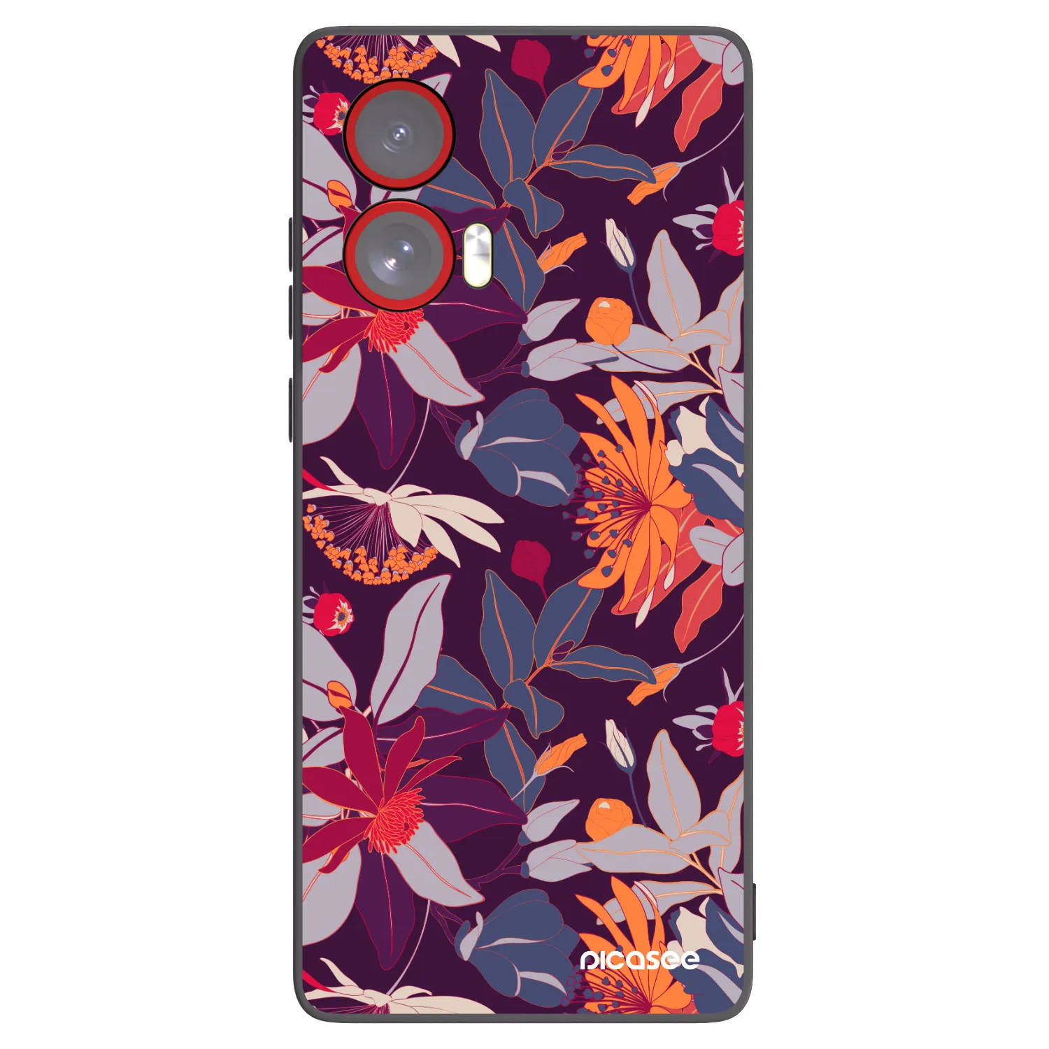 Picasee Motorola Edge 50 Fusion Hülle - Schwarzes Silikon - Purple Leaf