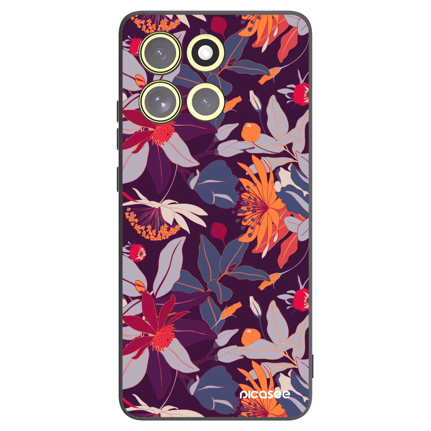 Picasee Motorola Moto G86 Power 5G Hülle - Schwarzes Silikon - Purple Leaf