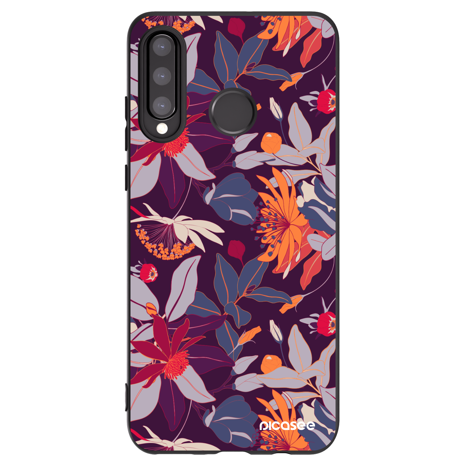 Picasee Huawei P30 Lite Hülle - Schwarzes Silikon - Purple Leaf