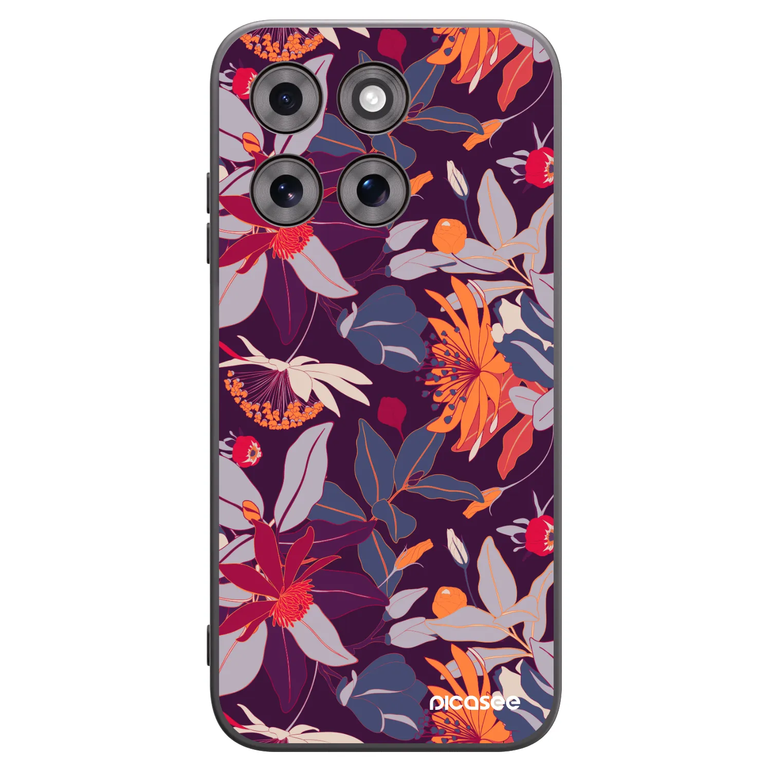 Picasee Motorola Moto G77 Hülle - Schwarzes Silikon - Purple Leaf