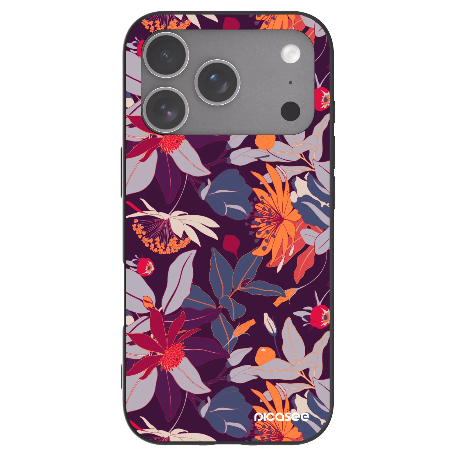 Picasee Apple iPhone 18 Pro Hülle - Schwarzes Silikon - Purple Leaf
