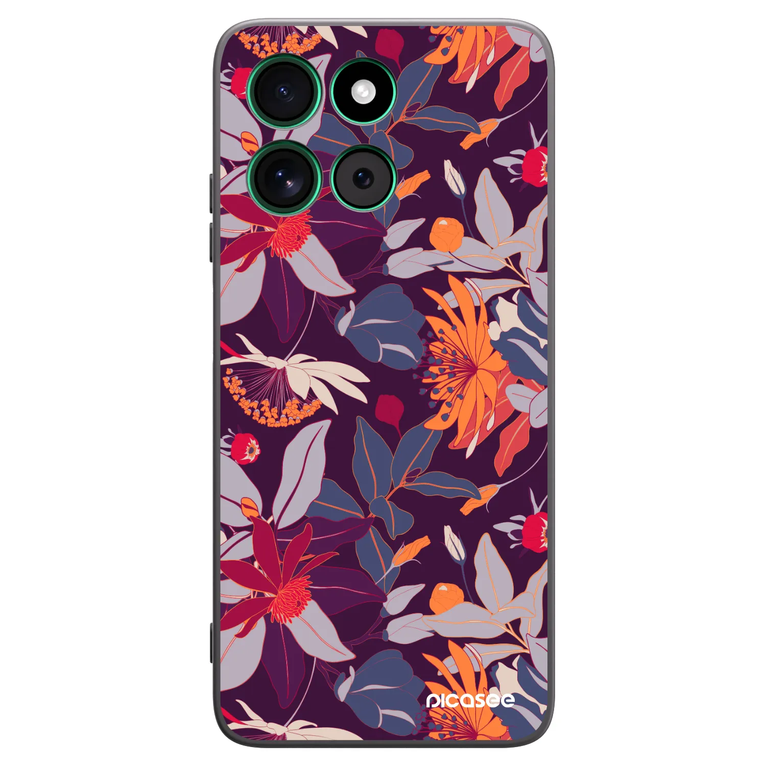Picasee Motorola Moto G57 Power Hülle - Schwarzes Silikon - Purple Leaf